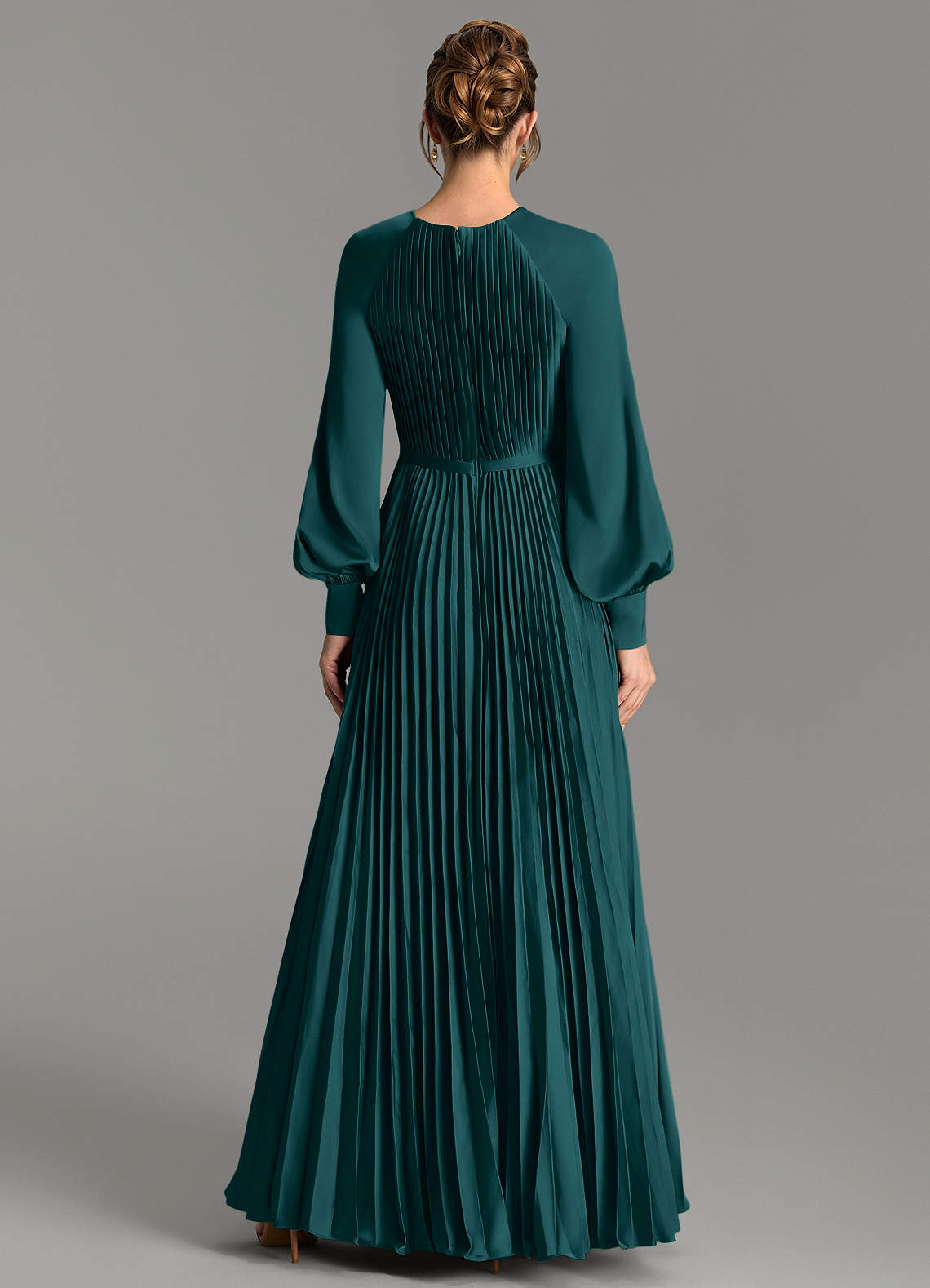 Grayson A-Line Scoop-Neck Stretch Satin Bridesmaid Dress in Pine
