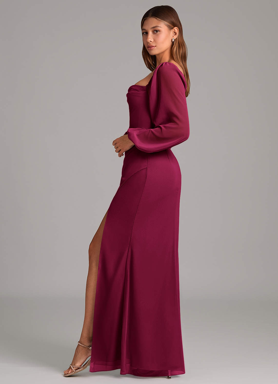 Brixley Mermaid Sweetheart Chiffon Bridesmaid Dress in Burgundy