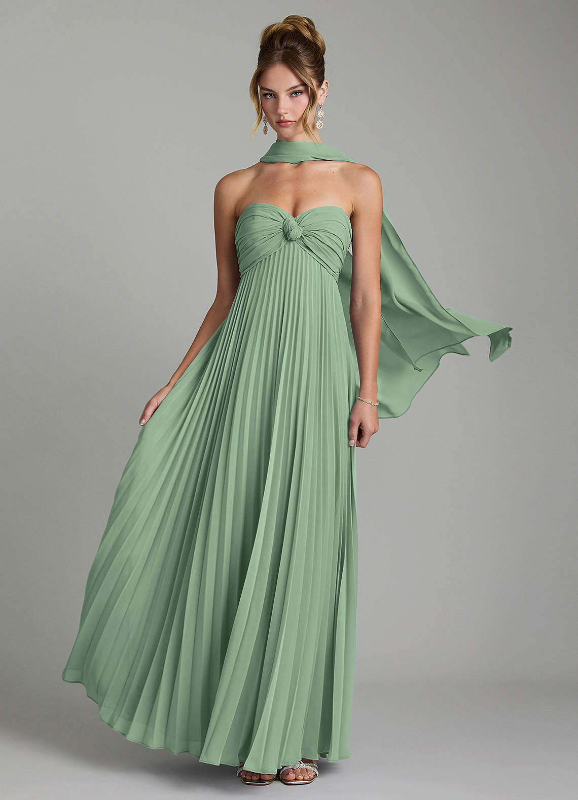 Tempest A-Line Sweetheart Chiffon Bridesmaid Dress in Matcha