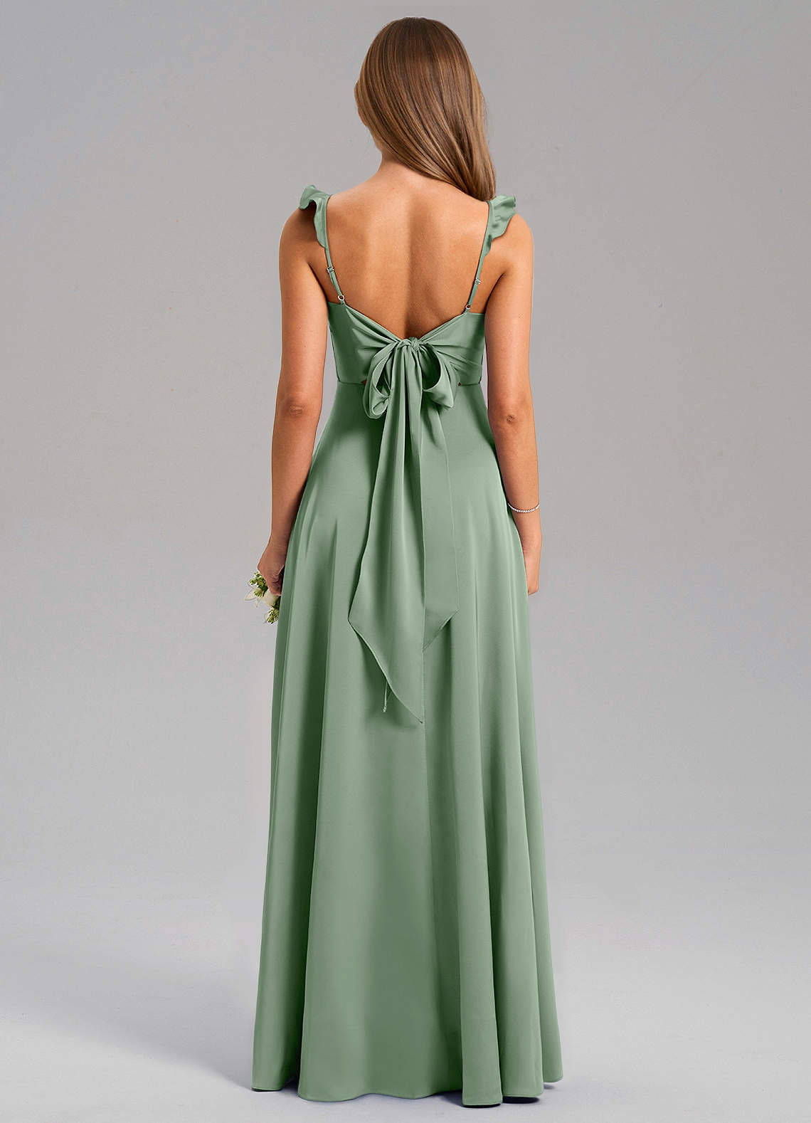 Everett A-Line V-Neck Chiffon Bridesmaid Dress in Matcha