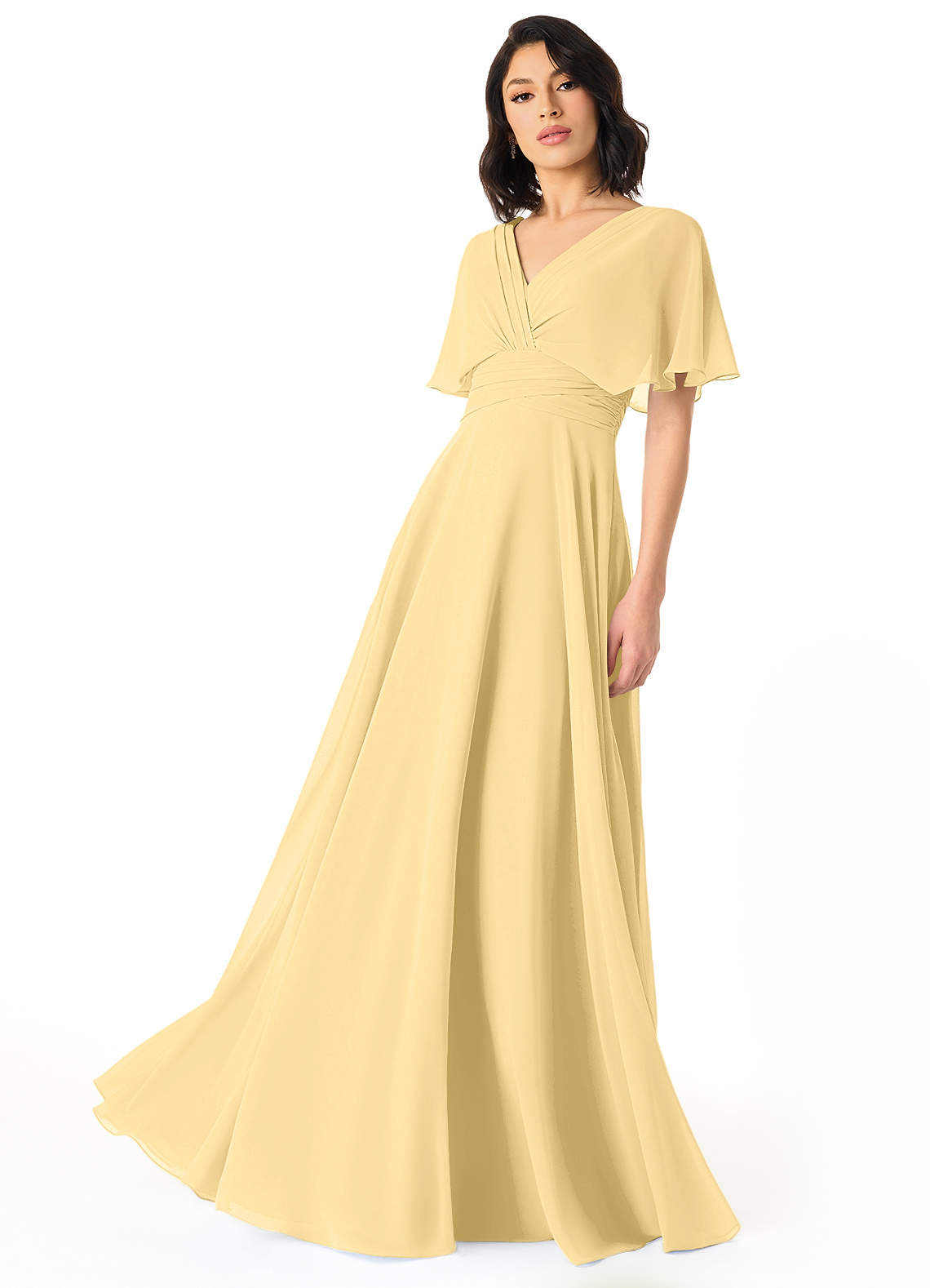 Pamela A-Line V-Neck Chiffon Bridesmaid Dress in Butter