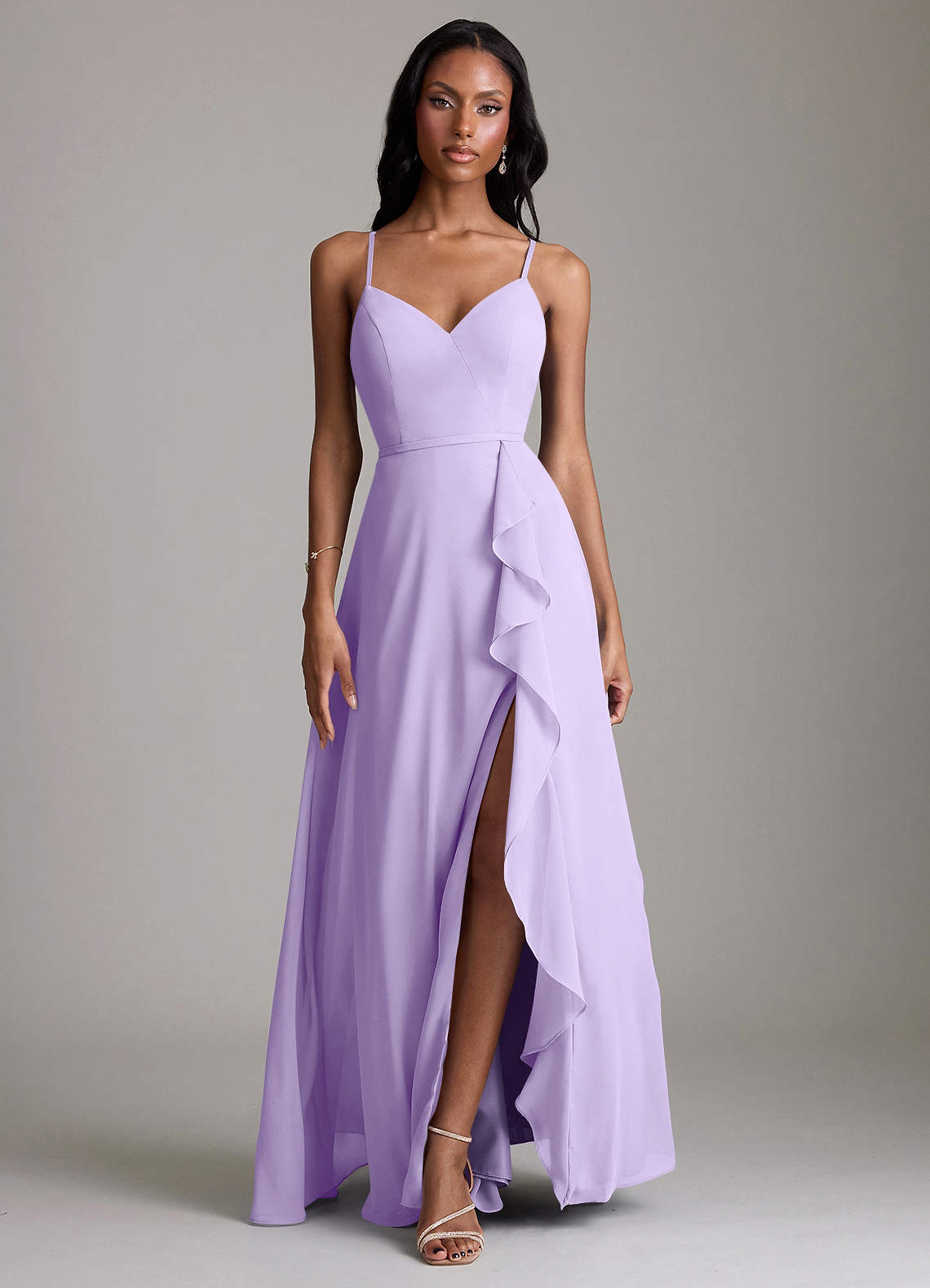 Naeem A-Line V-Neck Chiffon Bridesmaid Dress in Lilac