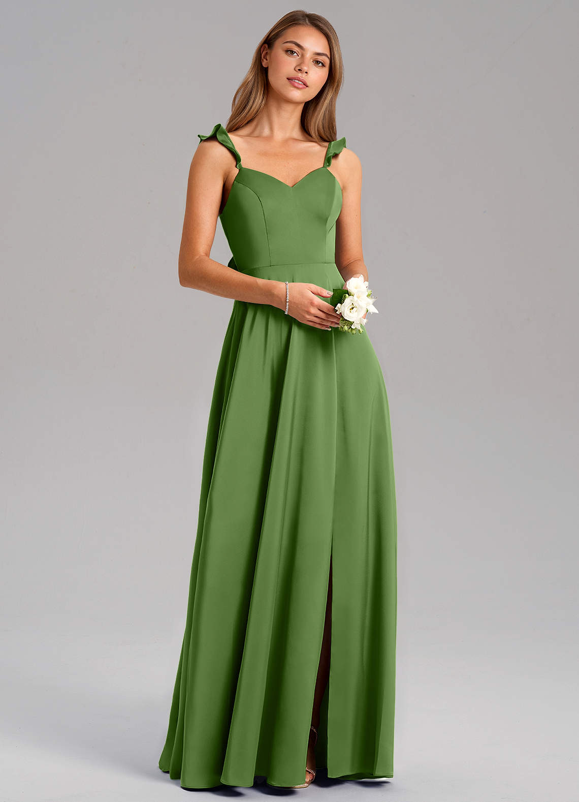 Everett A-Line V-Neck Chiffon Bridesmaid Dress in Basil
