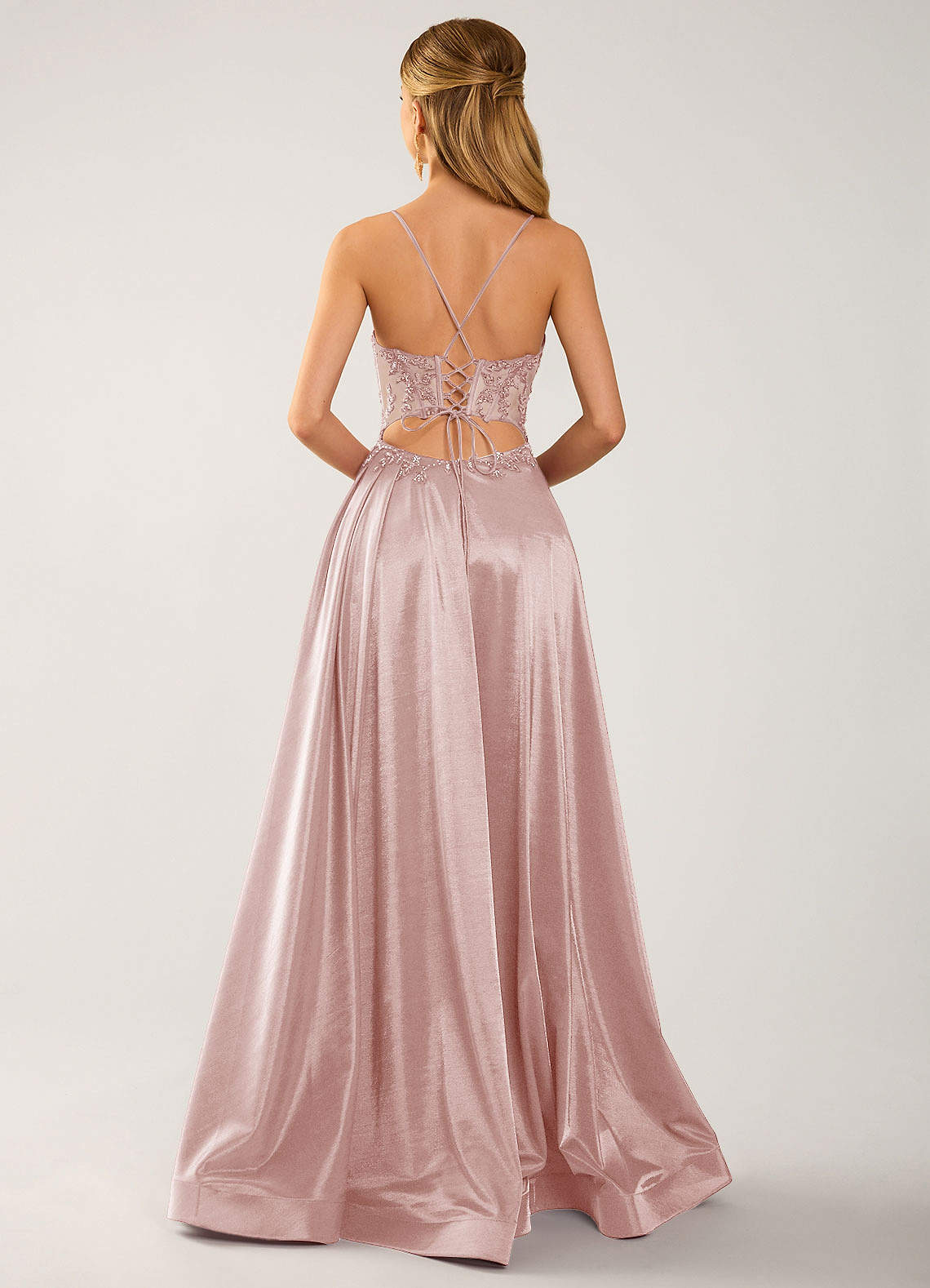 Isoldemark A-Line Sweetheart Satin Evening Dress in pink