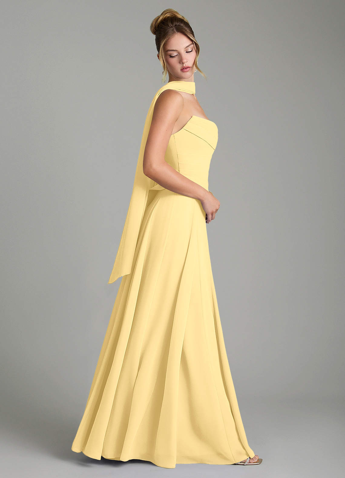 Gabriela A-Line Cowl-Neck Chiffon Bridesmaid Dress in Butter