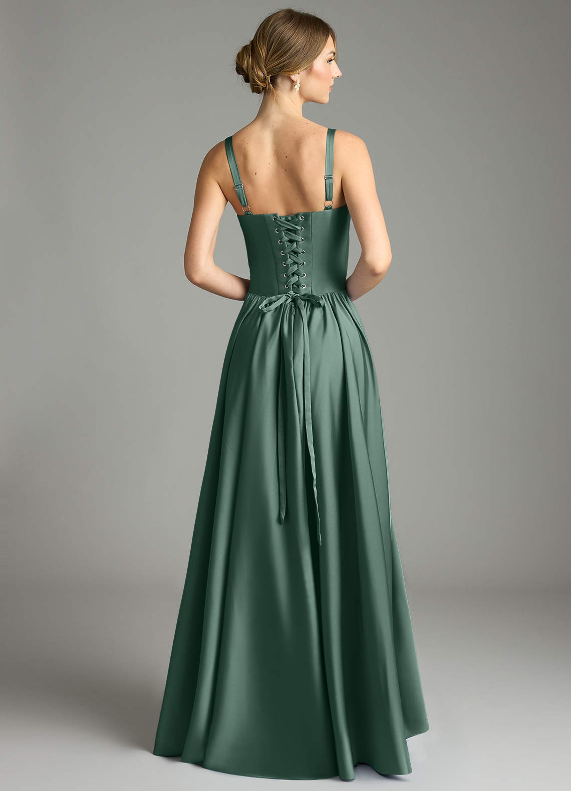 Evadina A-Line Sweetheart Stretch Satin Bridesmaid Dress in Eucalyptus