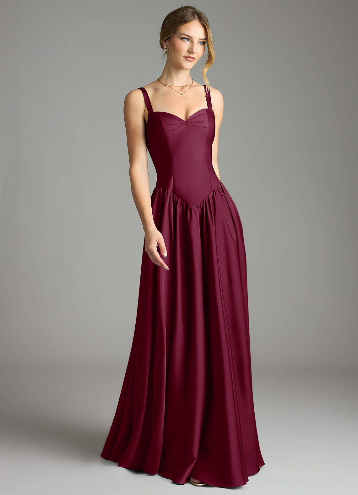 Evadina A-Line Sweetheart Stretch Satin Bridesmaid Dress in Mulberry