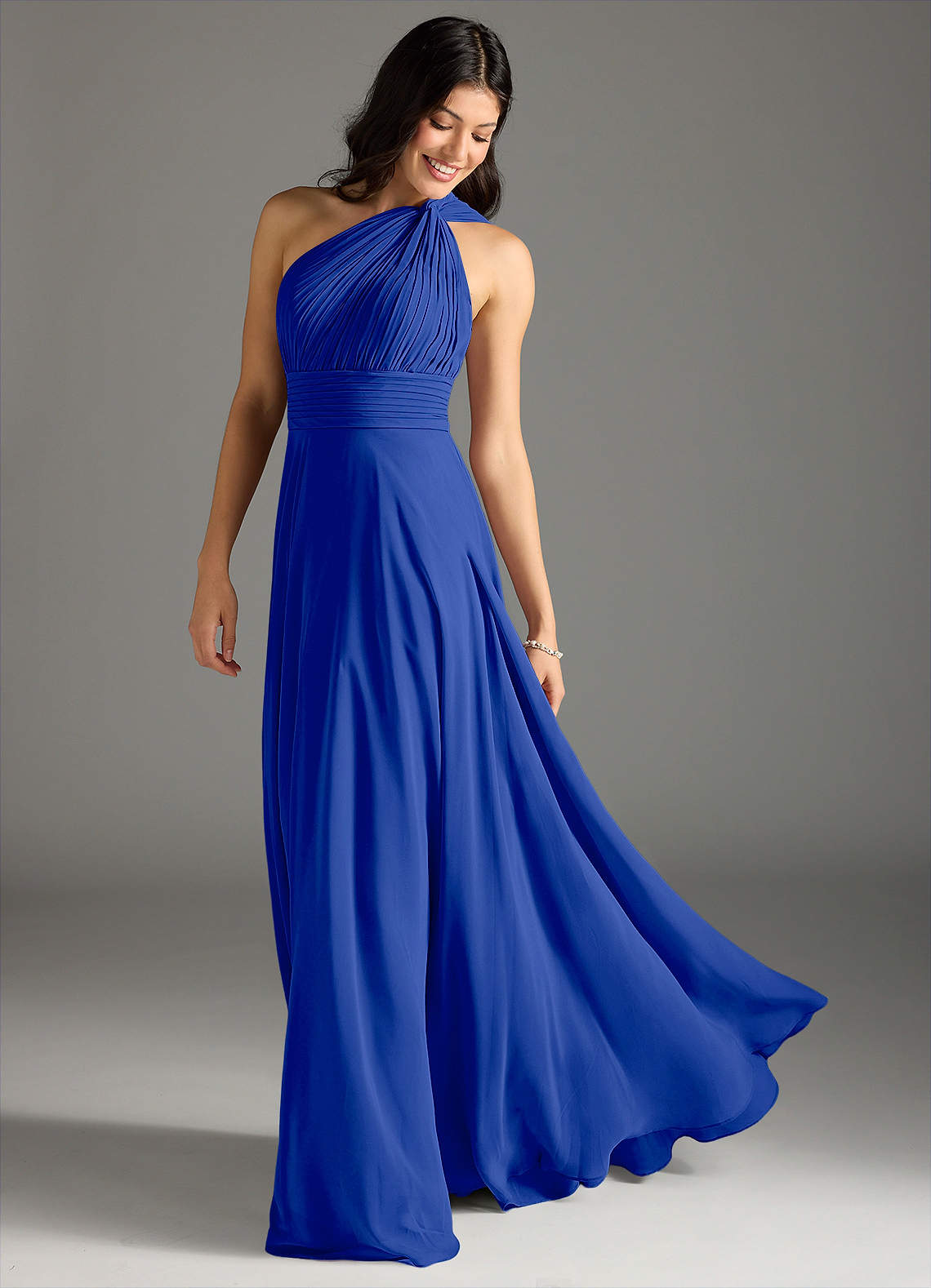 Charlize A-Line One-Shoulder Chiffon Bridesmaid Dress in Royal Blue