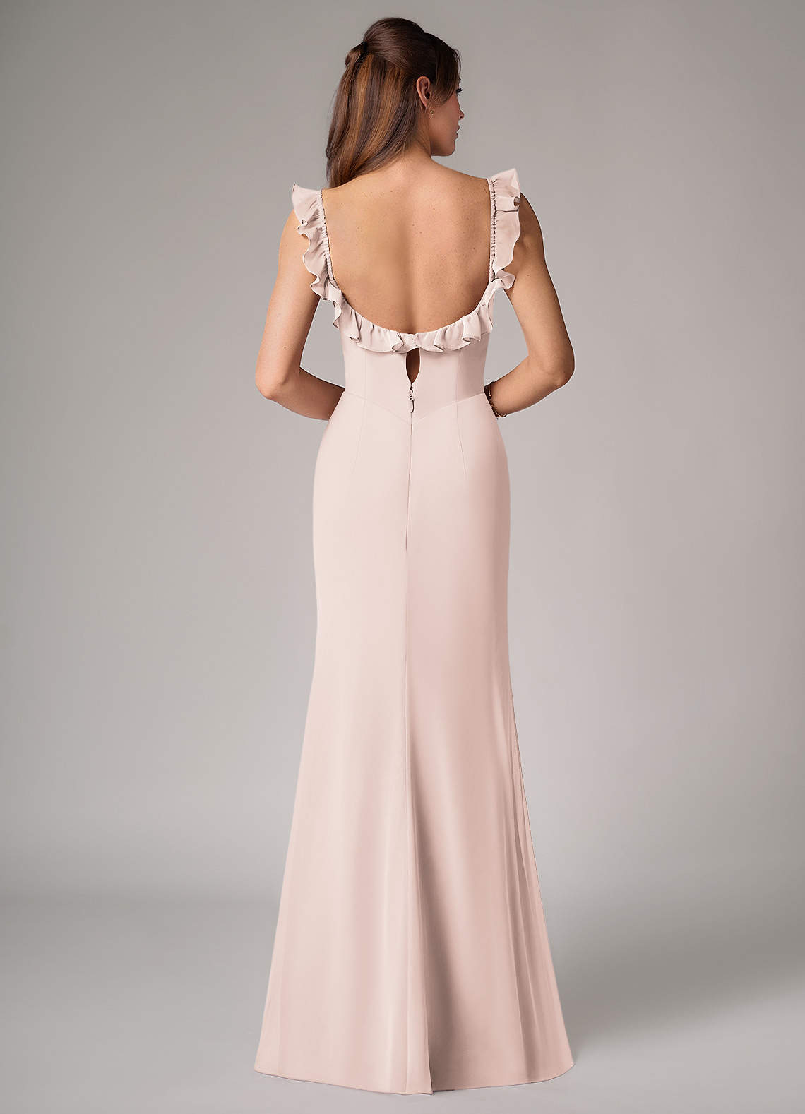 Callie Mermaid Scoop-Neck Chiffon Bridesmaid Dress in Rose Petal