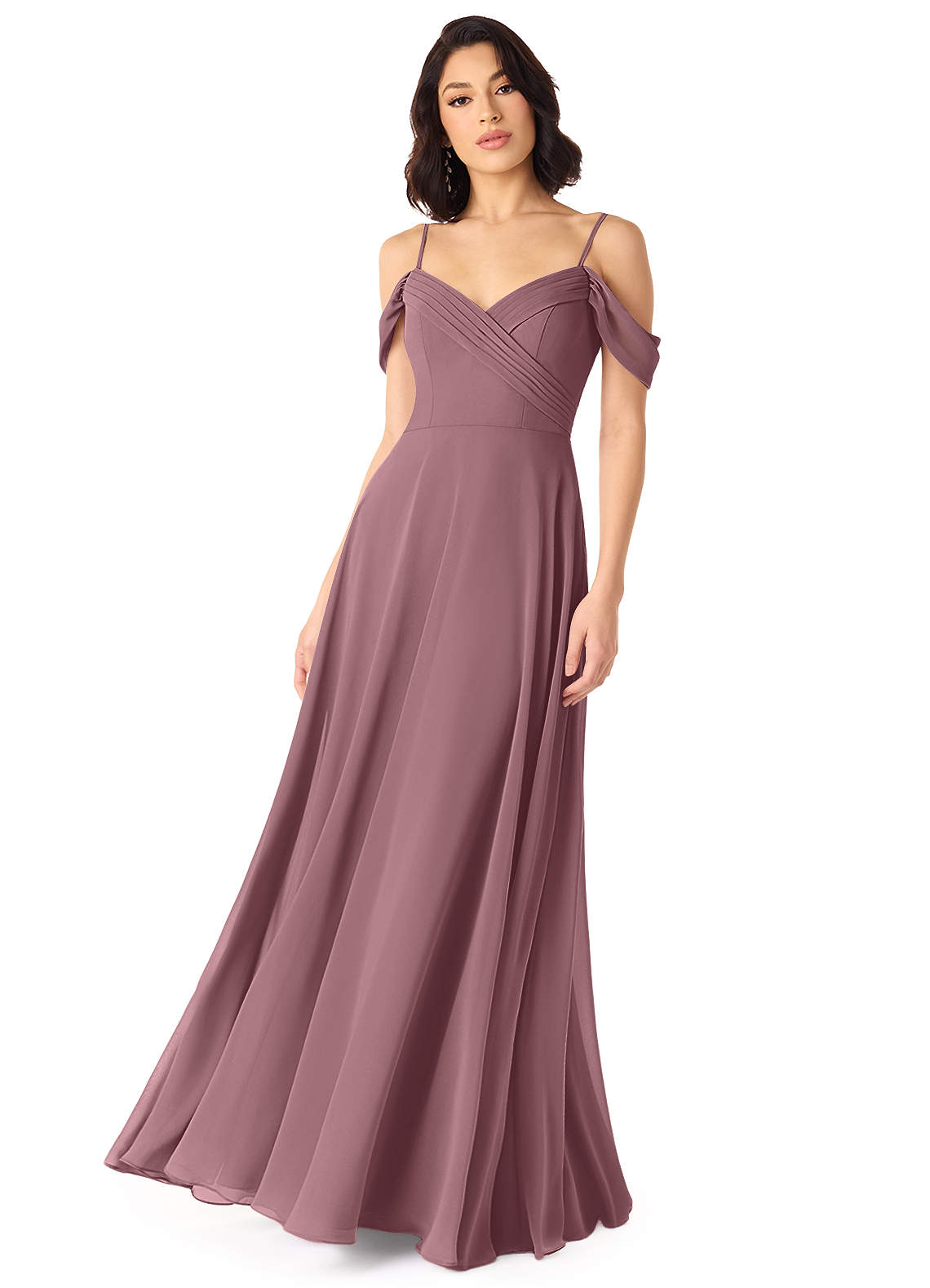 Tancie A-Line Off-the-Shoulder Chiffon Bridesmaid Dress in Amethyst