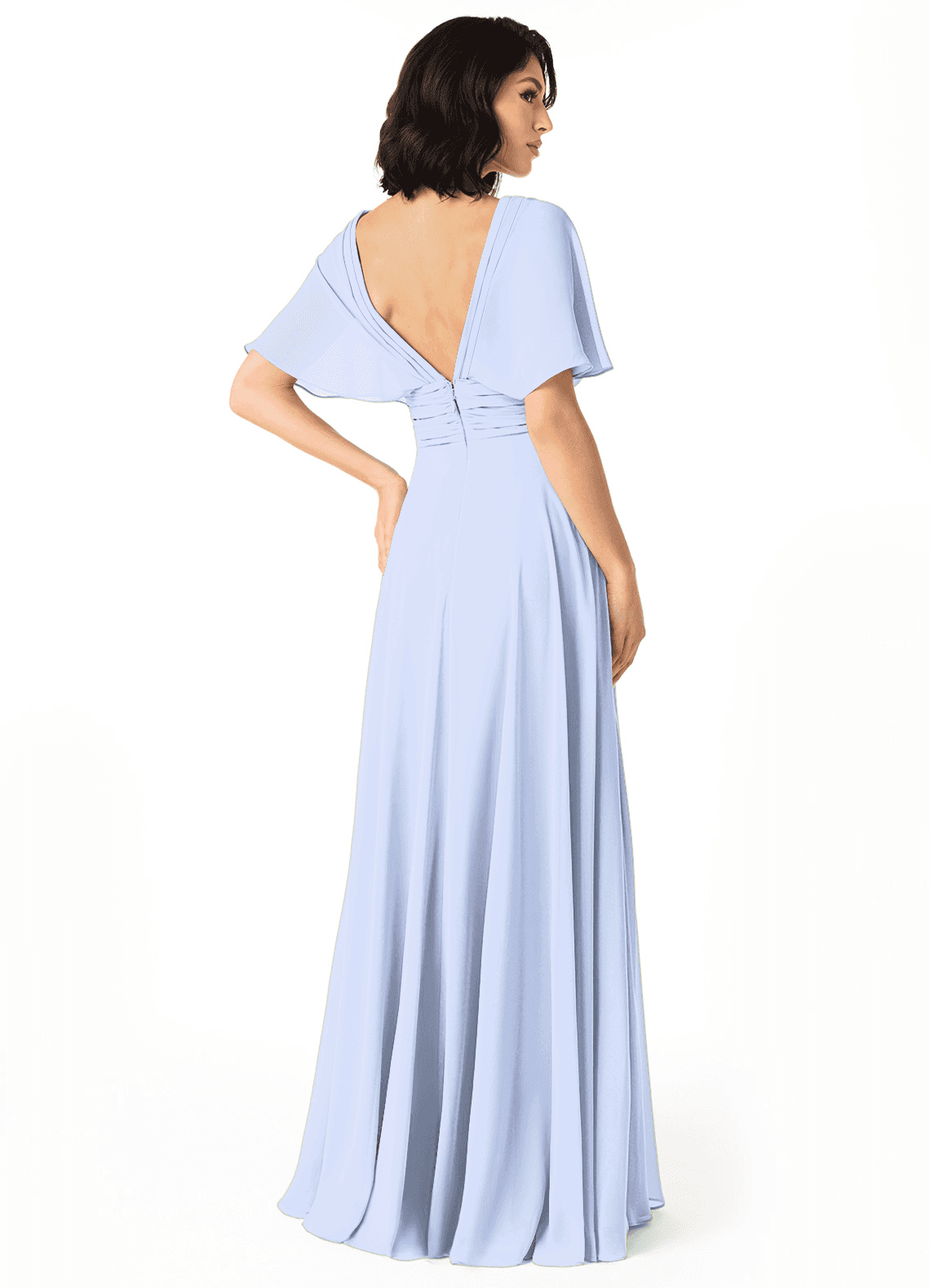 Pamela A-Line V-Neck Chiffon Bridesmaid Dress in Ice