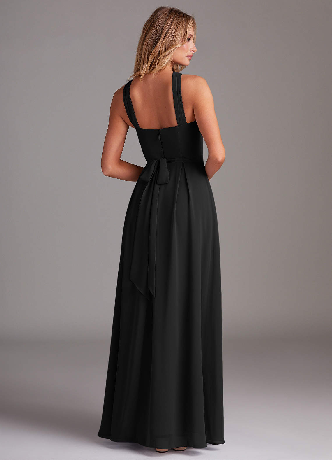 Dixie A-Line Halter Chiffon Bridesmaid Dress in black