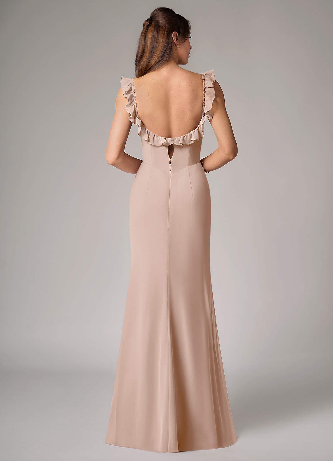 Callie Mermaid Scoop-Neck Chiffon Bridesmaid Dress in English Rose