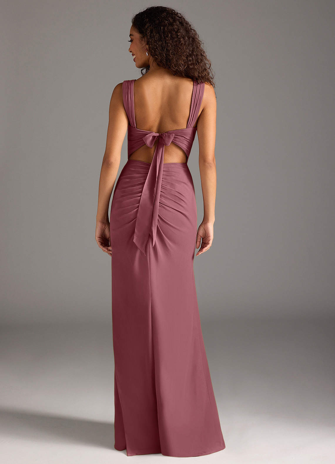 Jesaphine Sheath Square-Neck Chiffon Bridesmaid Dress in Desert Rose