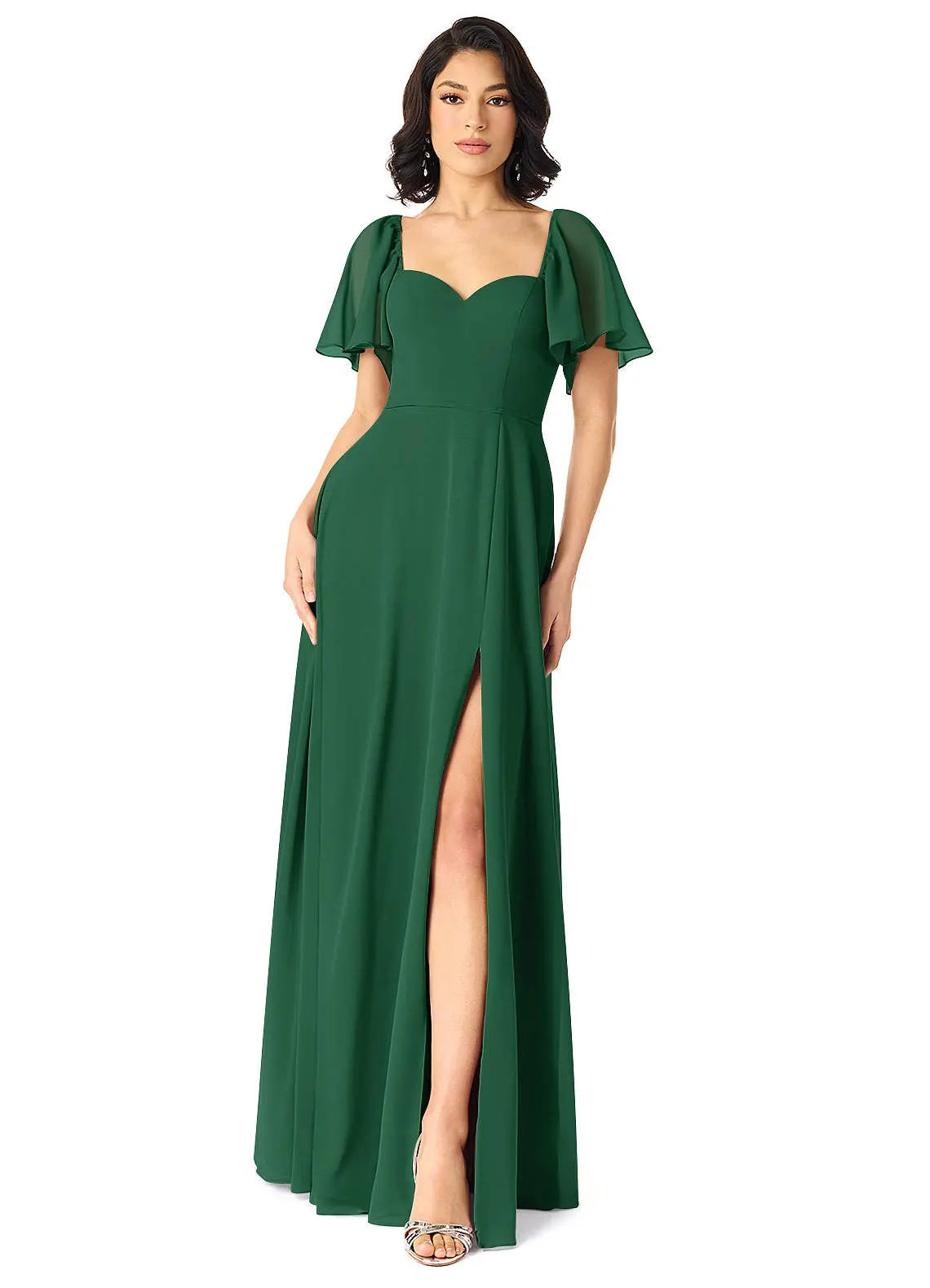 Chloe A-Line Sweetheart Chiffon Bridesmaid Dress in Dark Green