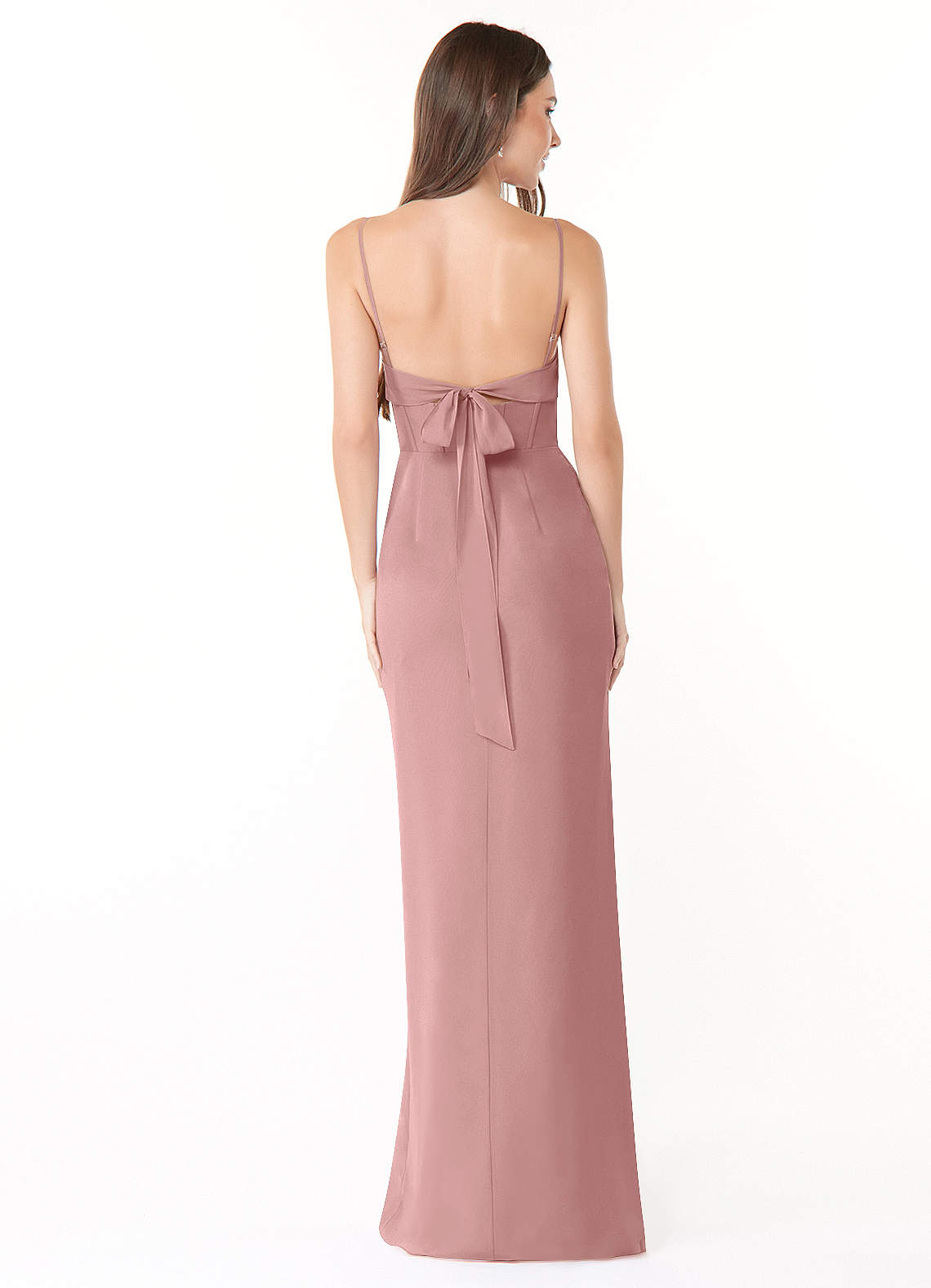 Mai Sheath Cowl-Neck Chiffon Bridesmaid Dress in dusty rose