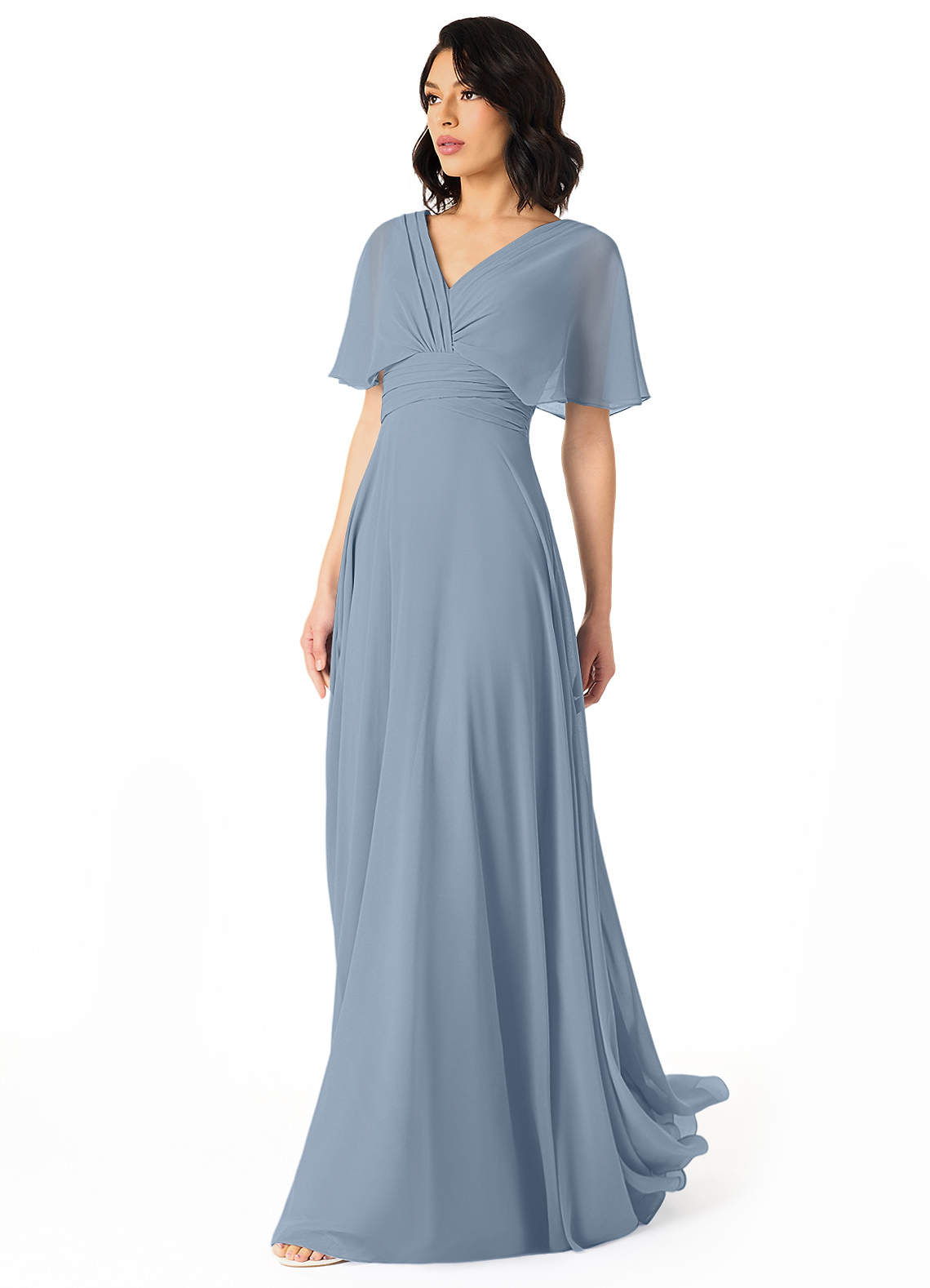 Pamela A-Line V-Neck Chiffon Bridesmaid Dress in dusty blue