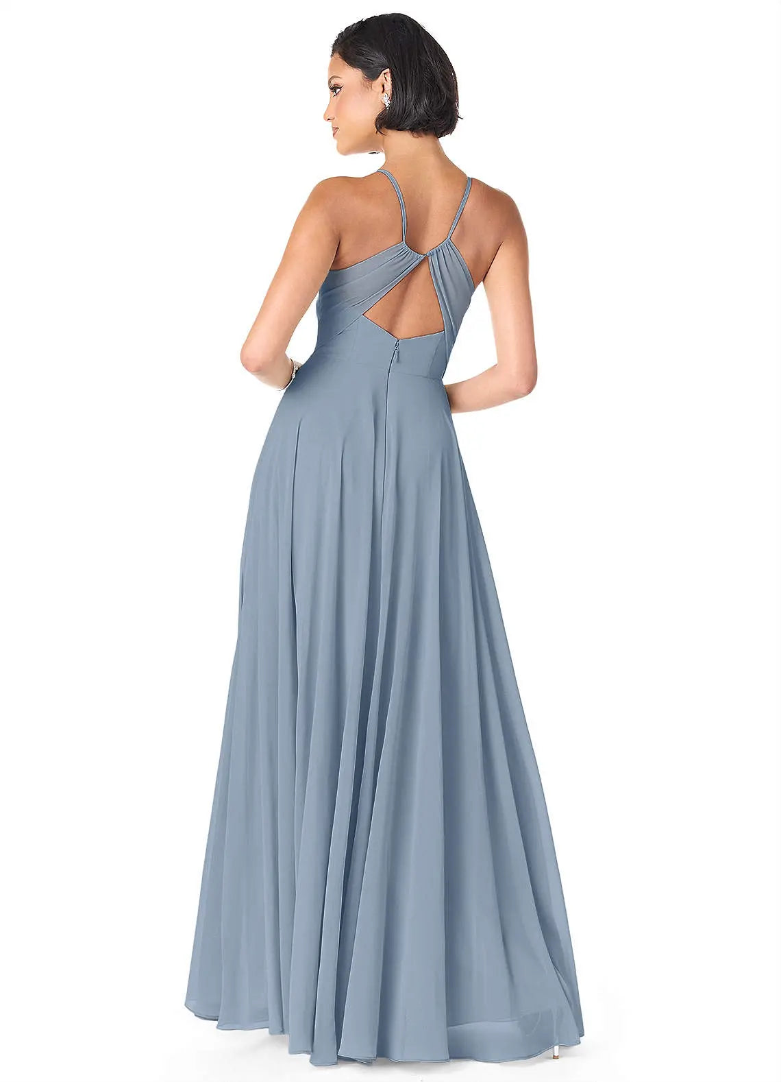 Avelina A-Line V-Neck Chiffon Bridesmaid Dress in dusty blue