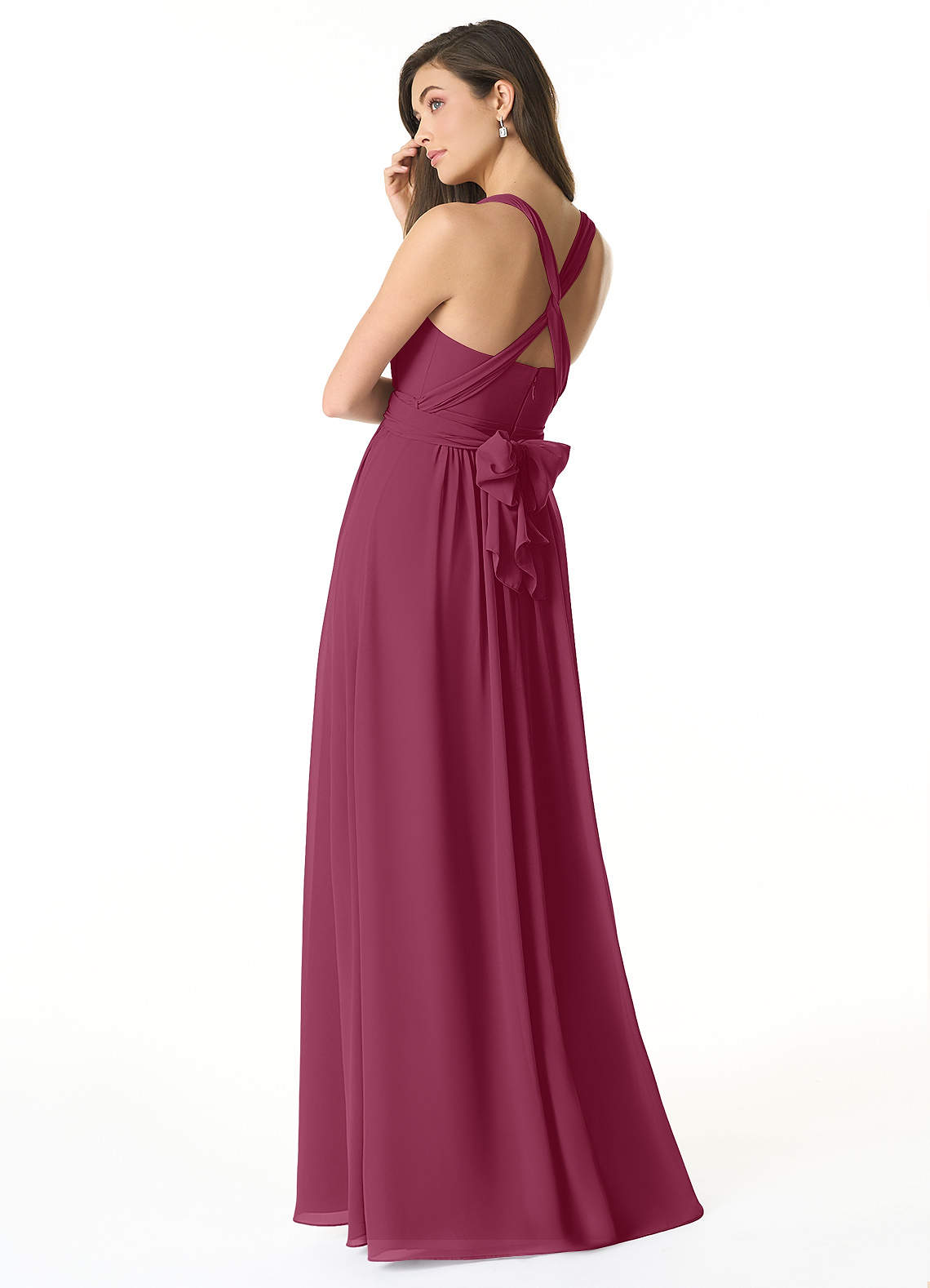 Olani A-Line V-Neck Chiffon Bridesmaid Dress in Mulberry