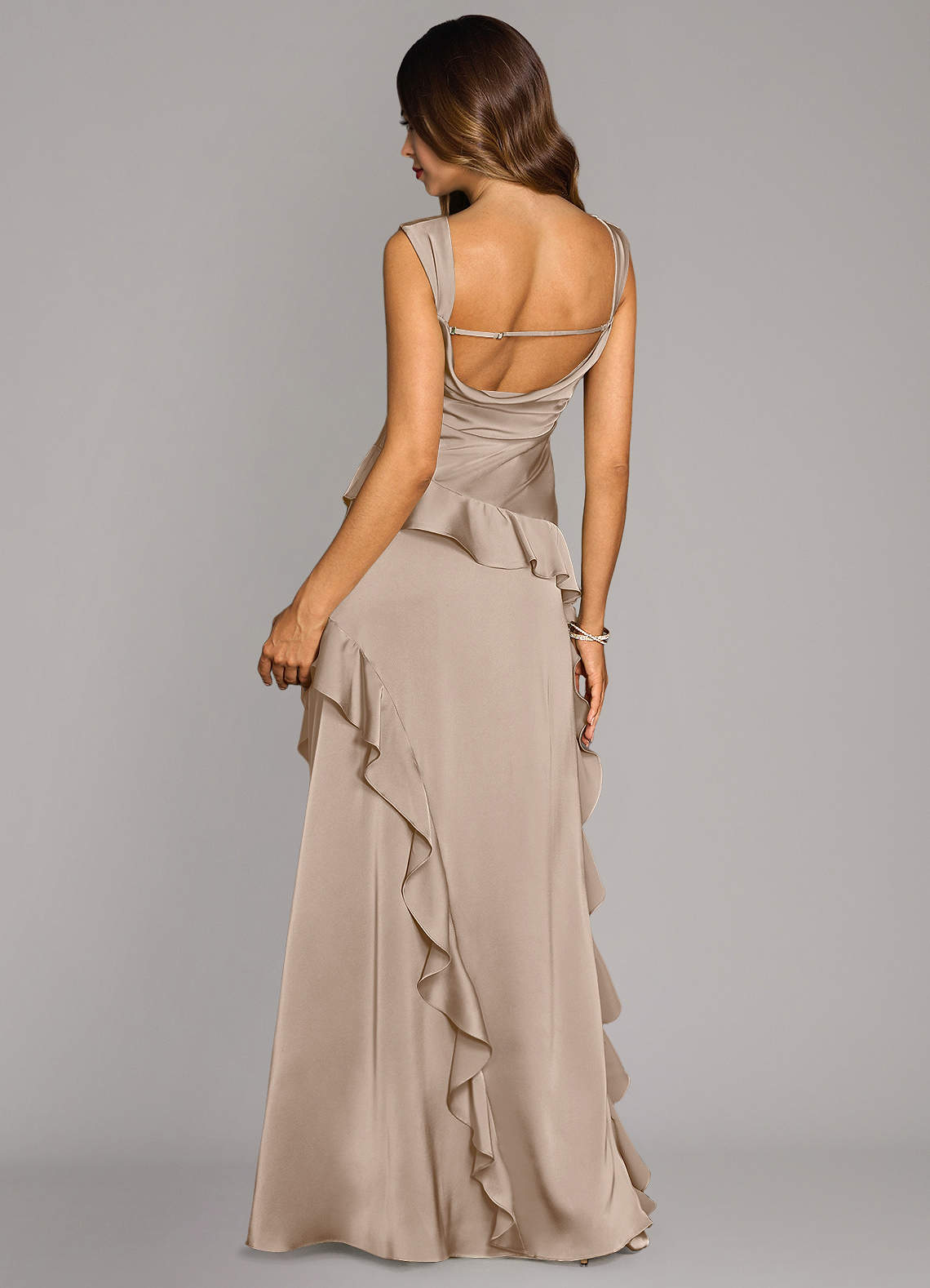 Sloane A-Line Sweetheart Stretch Satin Bridesmaid Dress in Taupe