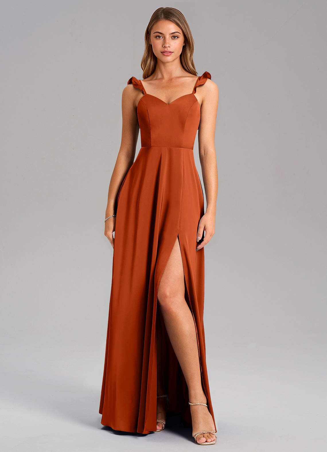 Everett A-Line V-Neck Chiffon Bridesmaid Dress in Paprika