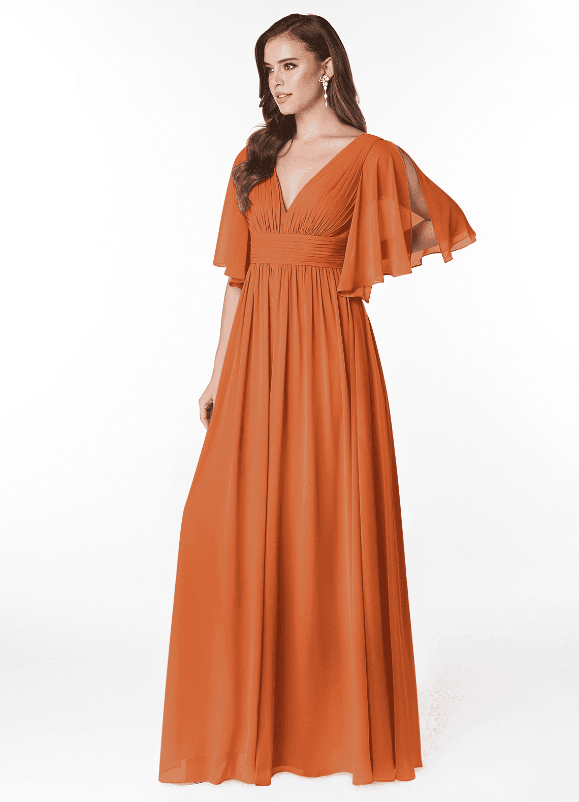 Temeka A-Line V-Neck Chiffon Bridesmaid Dress in Cinnamon
