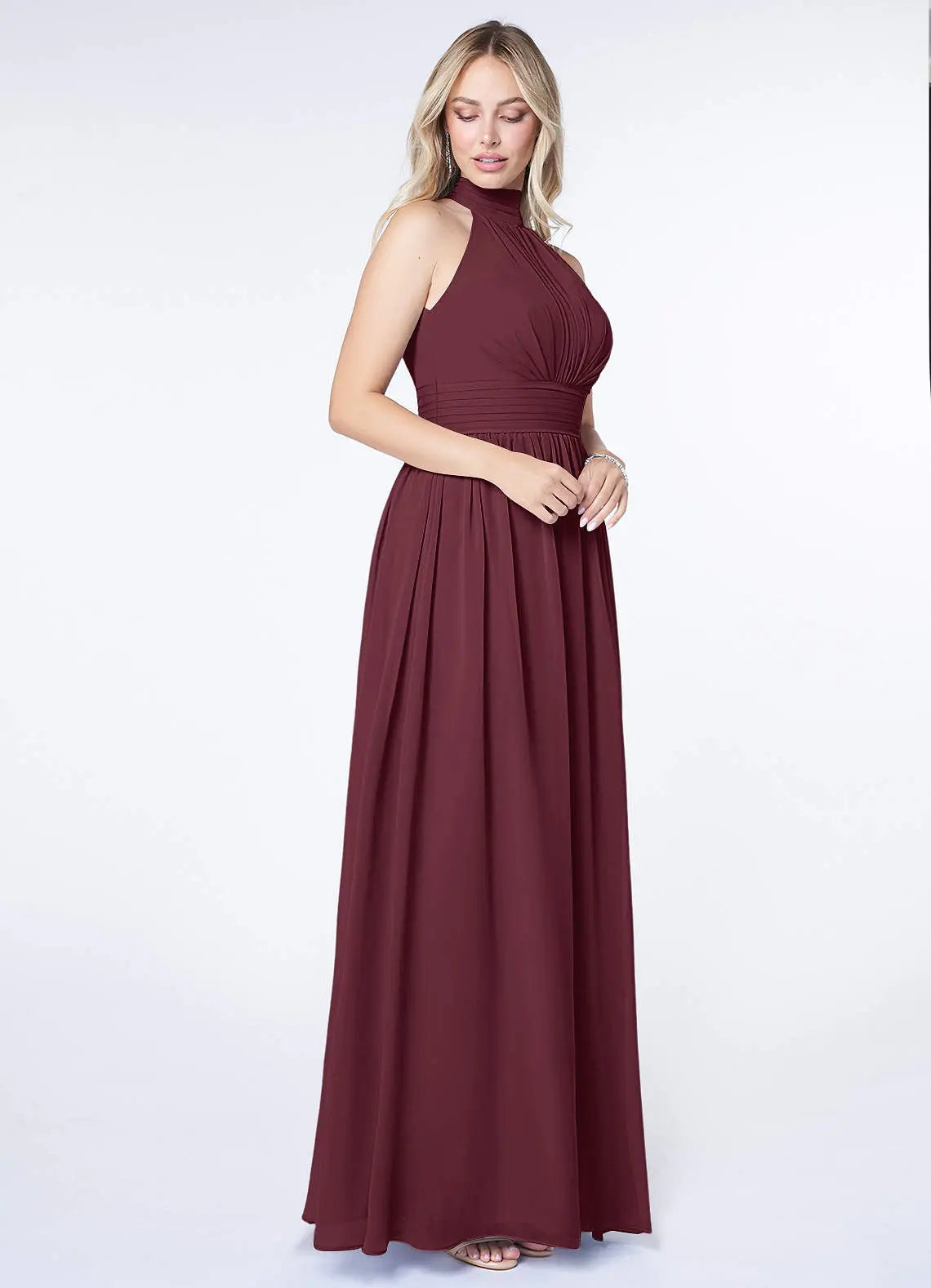 Iman A-Line Halter Chiffon Bridesmaid Dress in Paprika