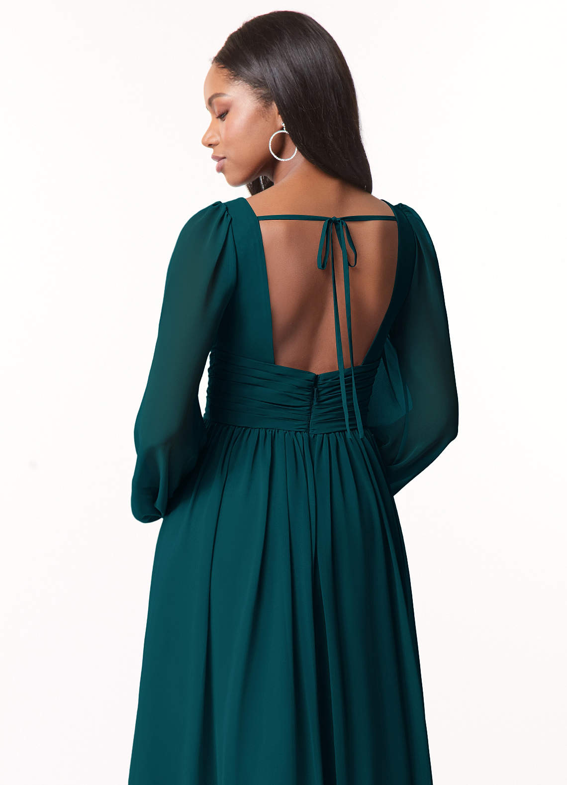 Norah A-Line V-Neck Chiffon Bridesmaid Dress in Pine
