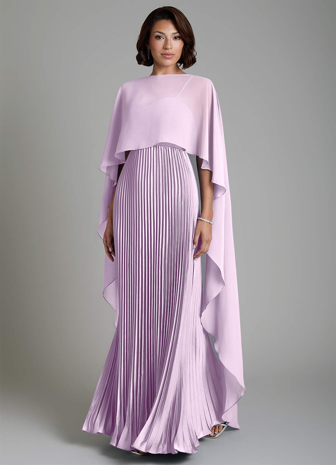 Micah A-Line Sweetheart Stretch Satin and Chiffon Bridesmaid Dress in Frosted Lilac