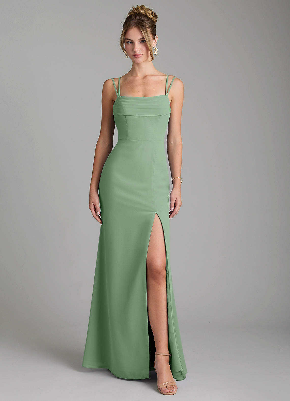 Egypt Sheath Sweetheart Chiffon Bridesmaid Dress in Matcha