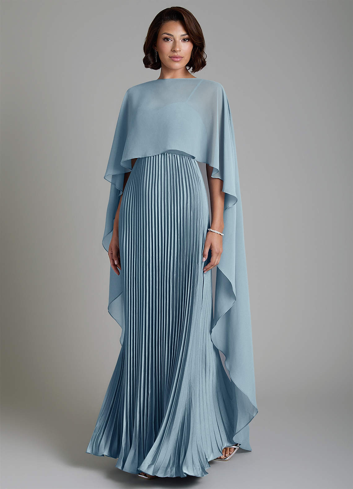 Micah A-Line Sweetheart Stretch Satin and Chiffon Bridesmaid Dress in dusty blue
