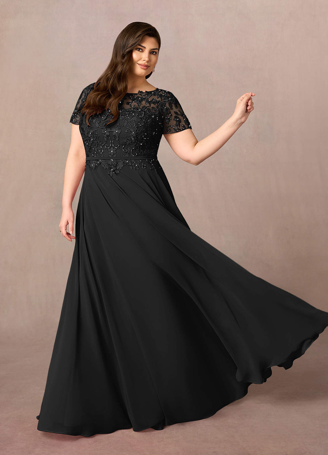 Adina A-Line Boat-Neck Chiffon Mother of the Bride Dress