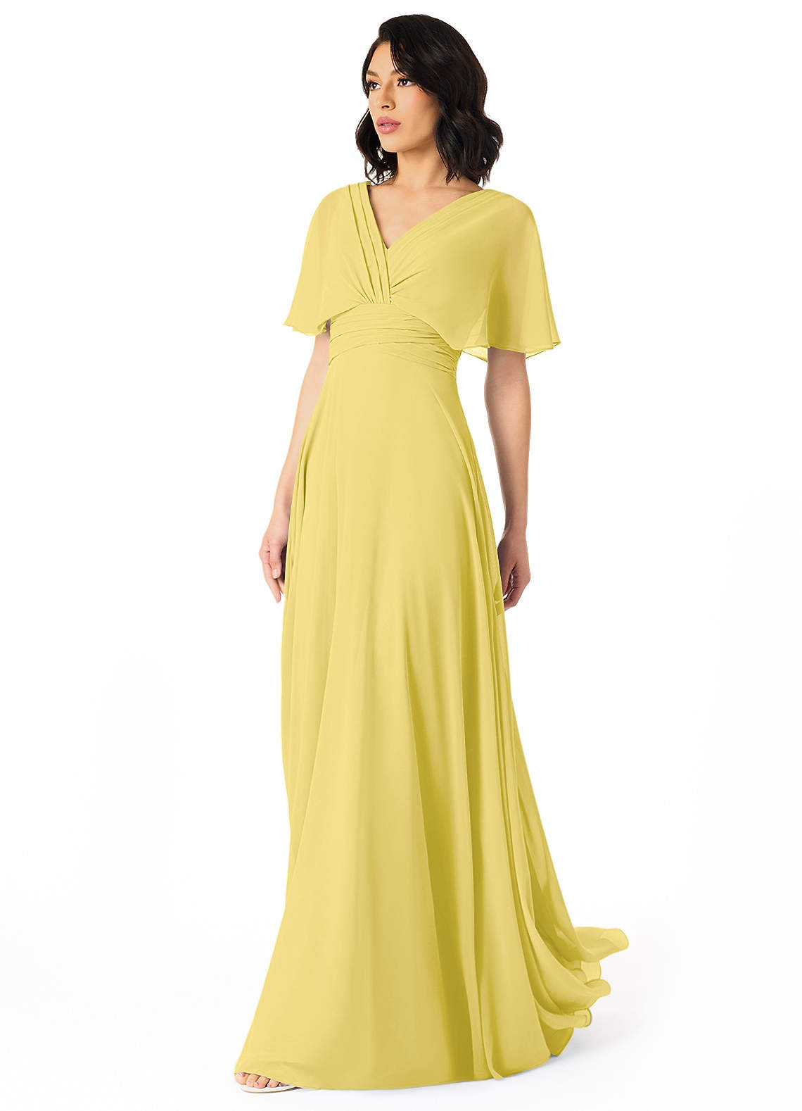 Pamela A-Line V-Neck Chiffon Bridesmaid Dress in Canary