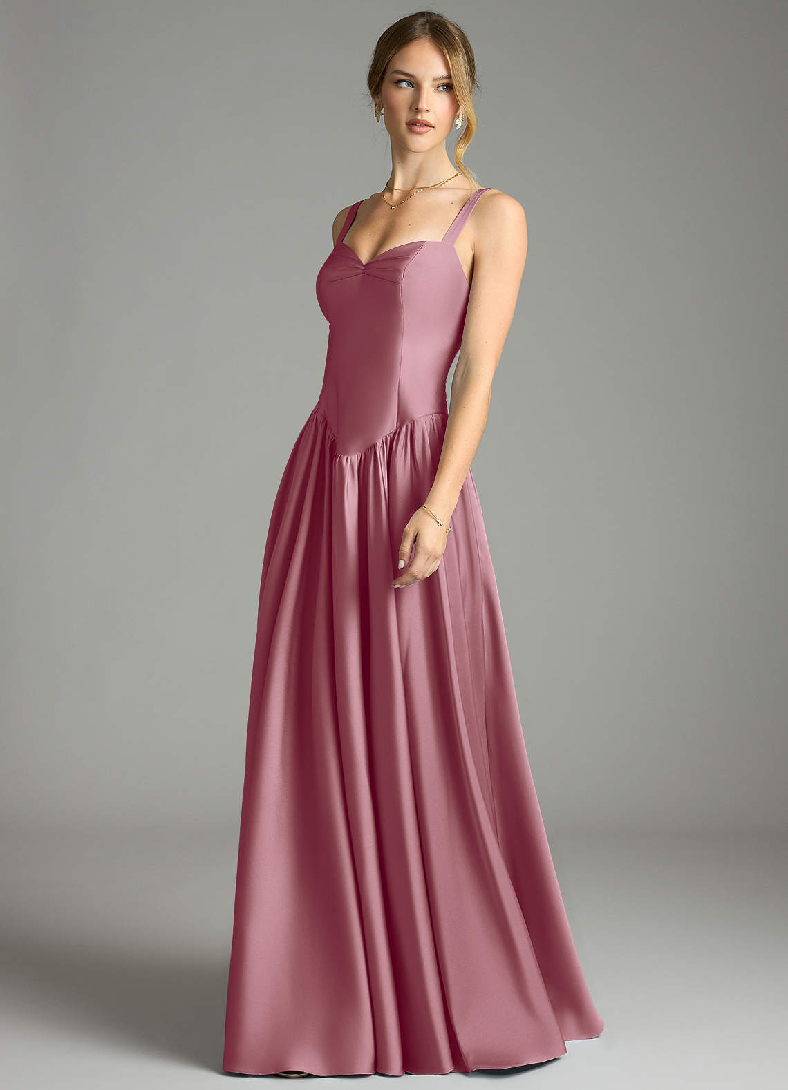 Evadina A-Line Sweetheart Stretch Satin Bridesmaid Dress in Vintage Mauve