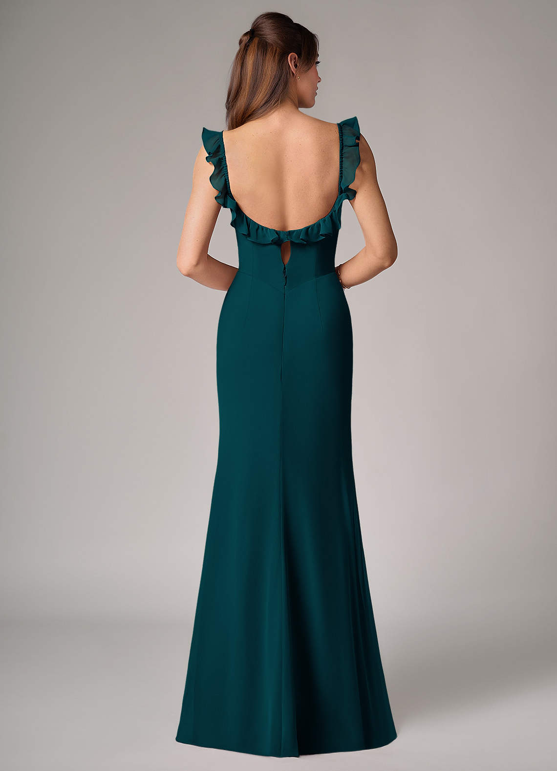 Callie Mermaid Scoop-Neck Chiffon Bridesmaid Dress in Pine