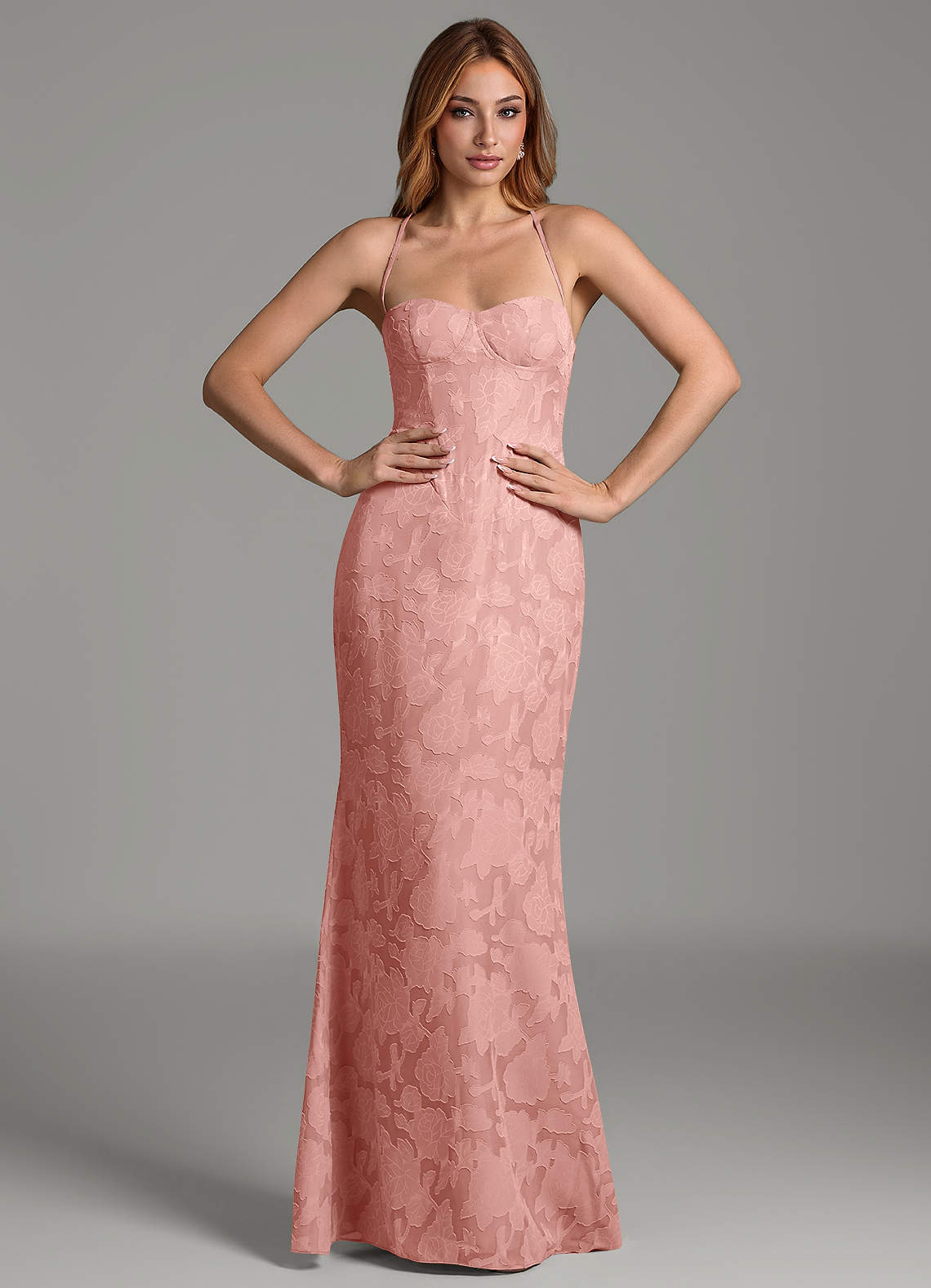 Dara Mermaid Sweetheart Floral Burnout Bridesmaid Dress in Rosette