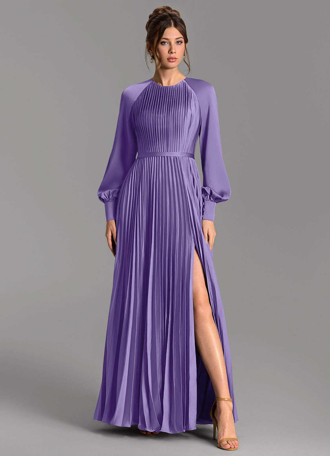 Grayson A-Line Scoop-Neck Stretch Satin Bridesmaid Dress in Tahiti