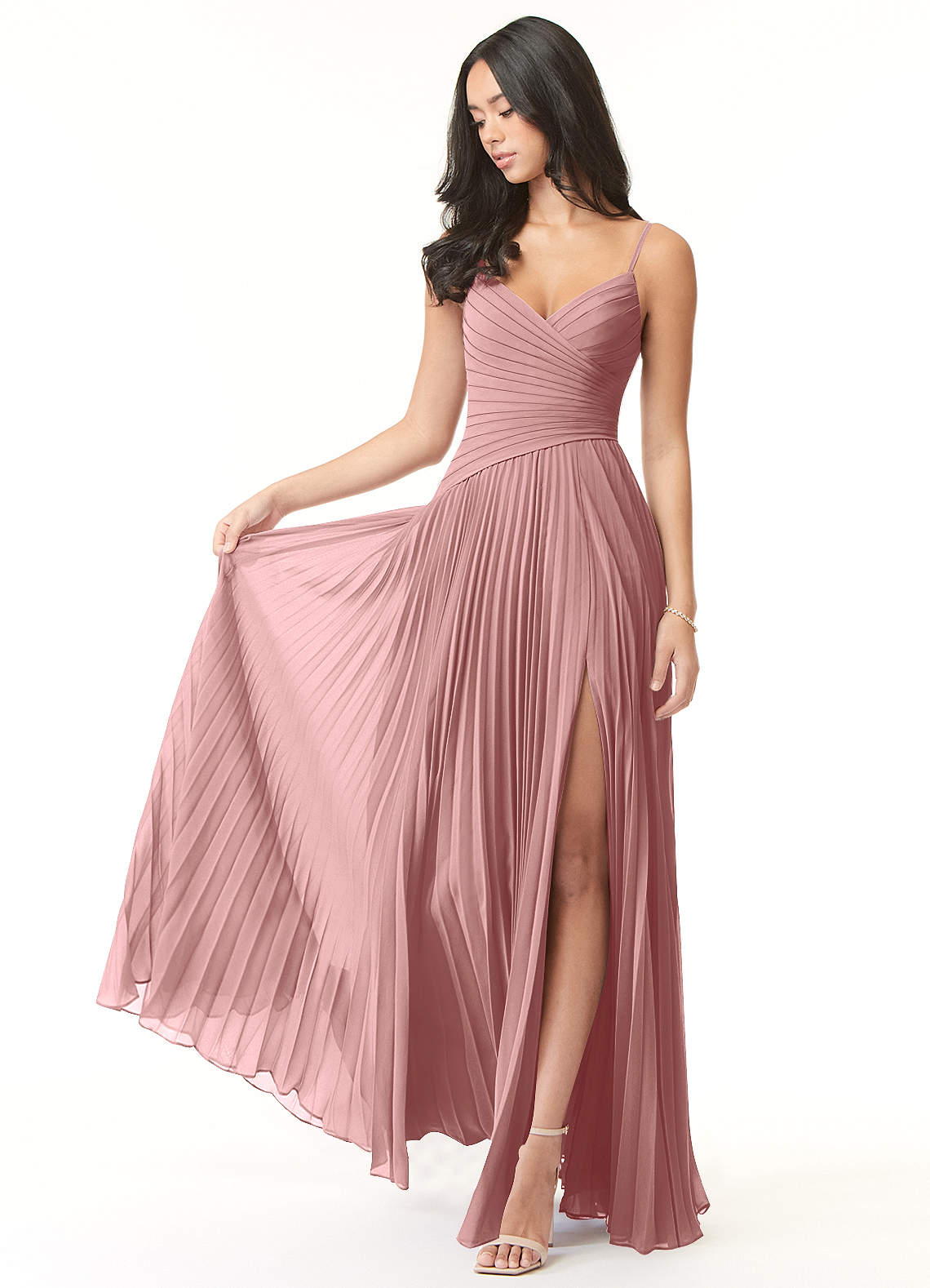 Vini A-Line V-Neck Chiffon Bridesmaid Dress in dusty rose