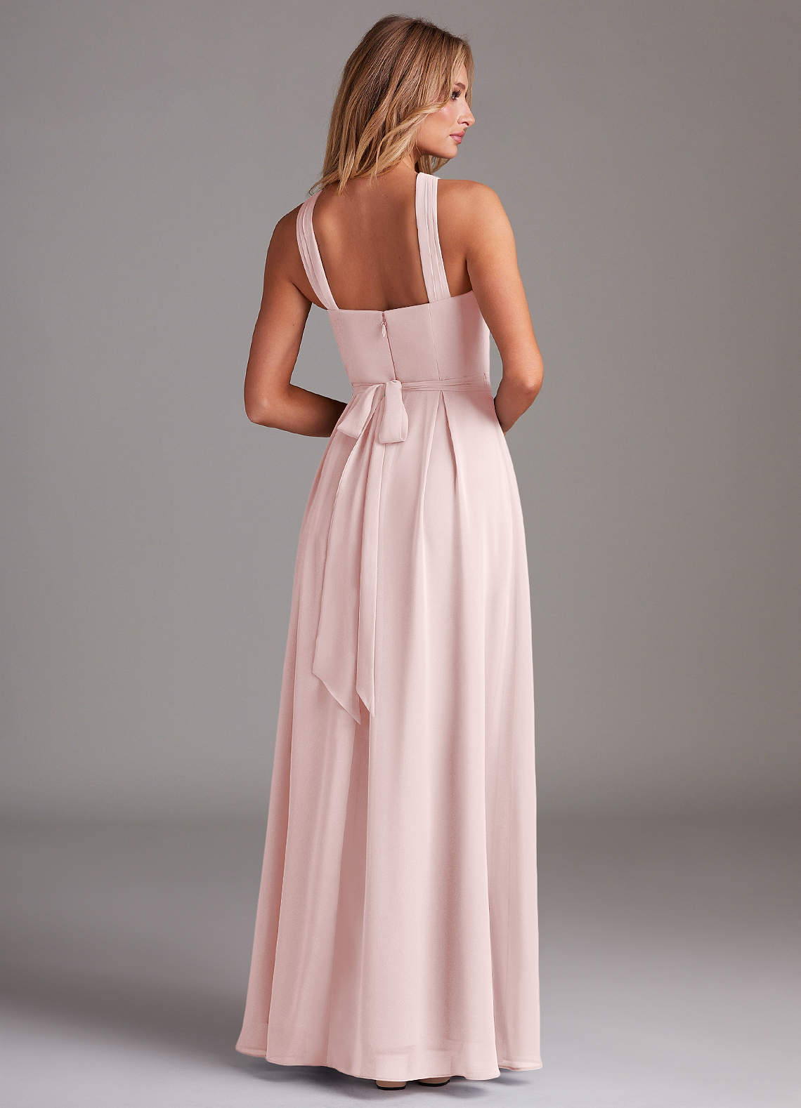 Dixie A-Line Halter Chiffon Bridesmaid Dress in Blushing Pink