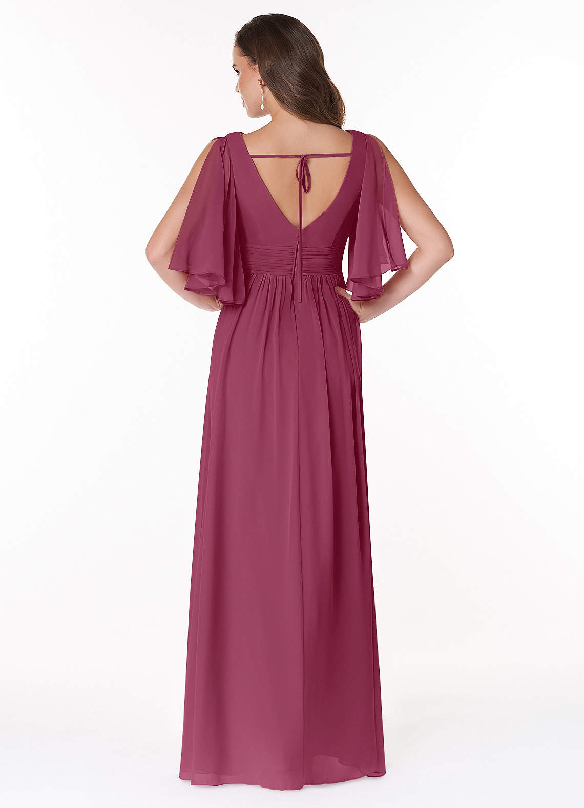 Temeka A-Line V-Neck Chiffon Bridesmaid Dress in Mulberry