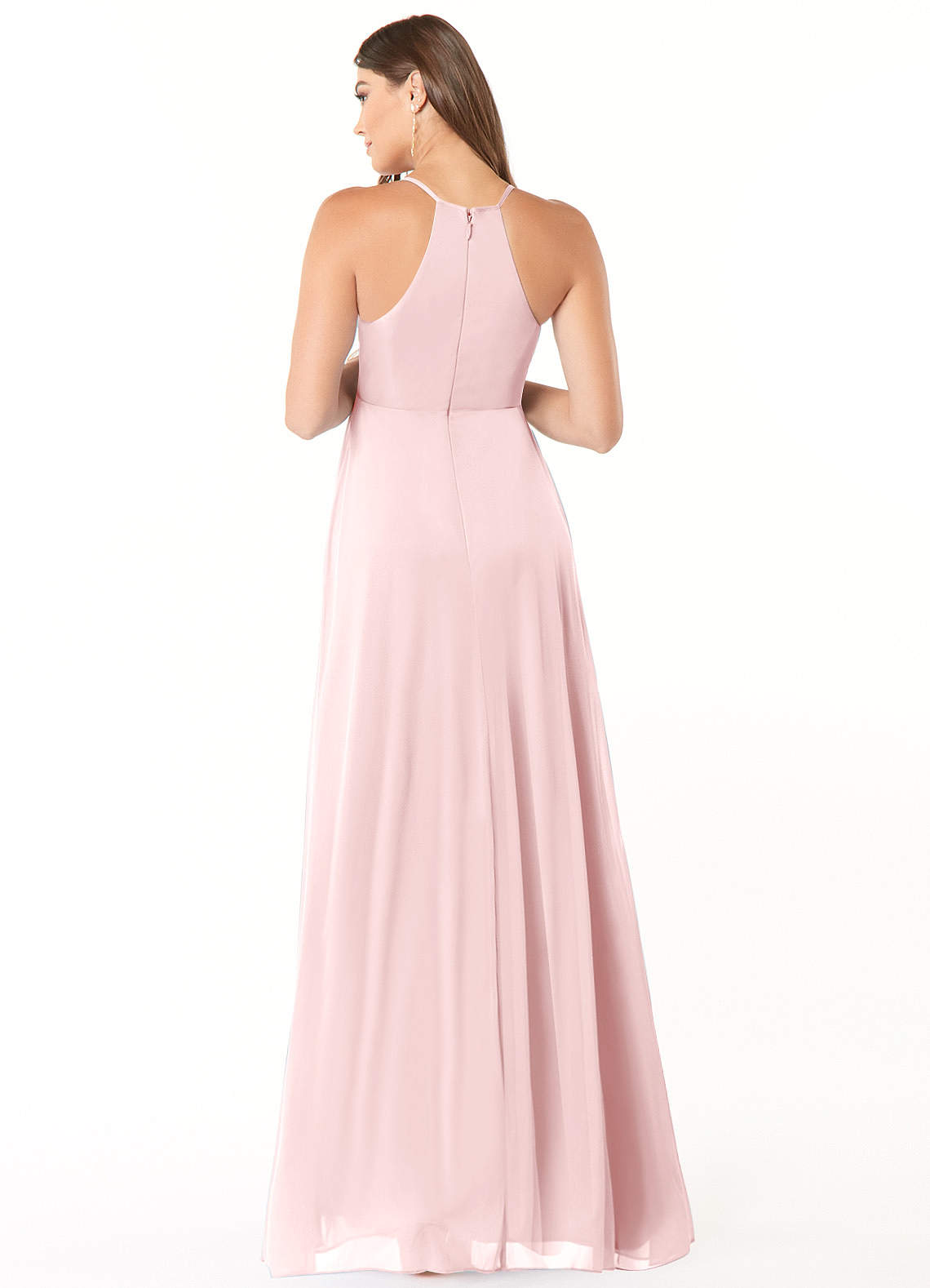 Annabelle A-Line V-Neck Mesh Bridesmaid Dress in Blushing Pink