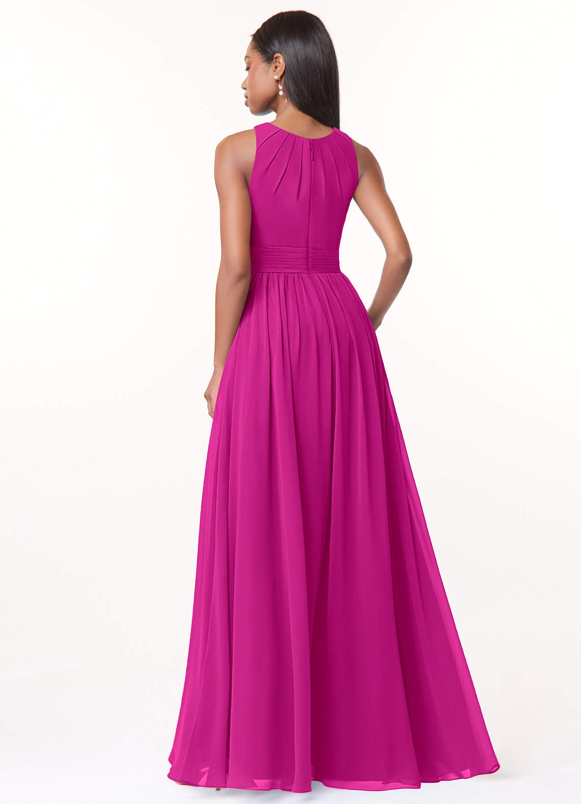 Harper A-Line Scoop-Neck Chiffon Bridesmaid Dress in Fuchsia