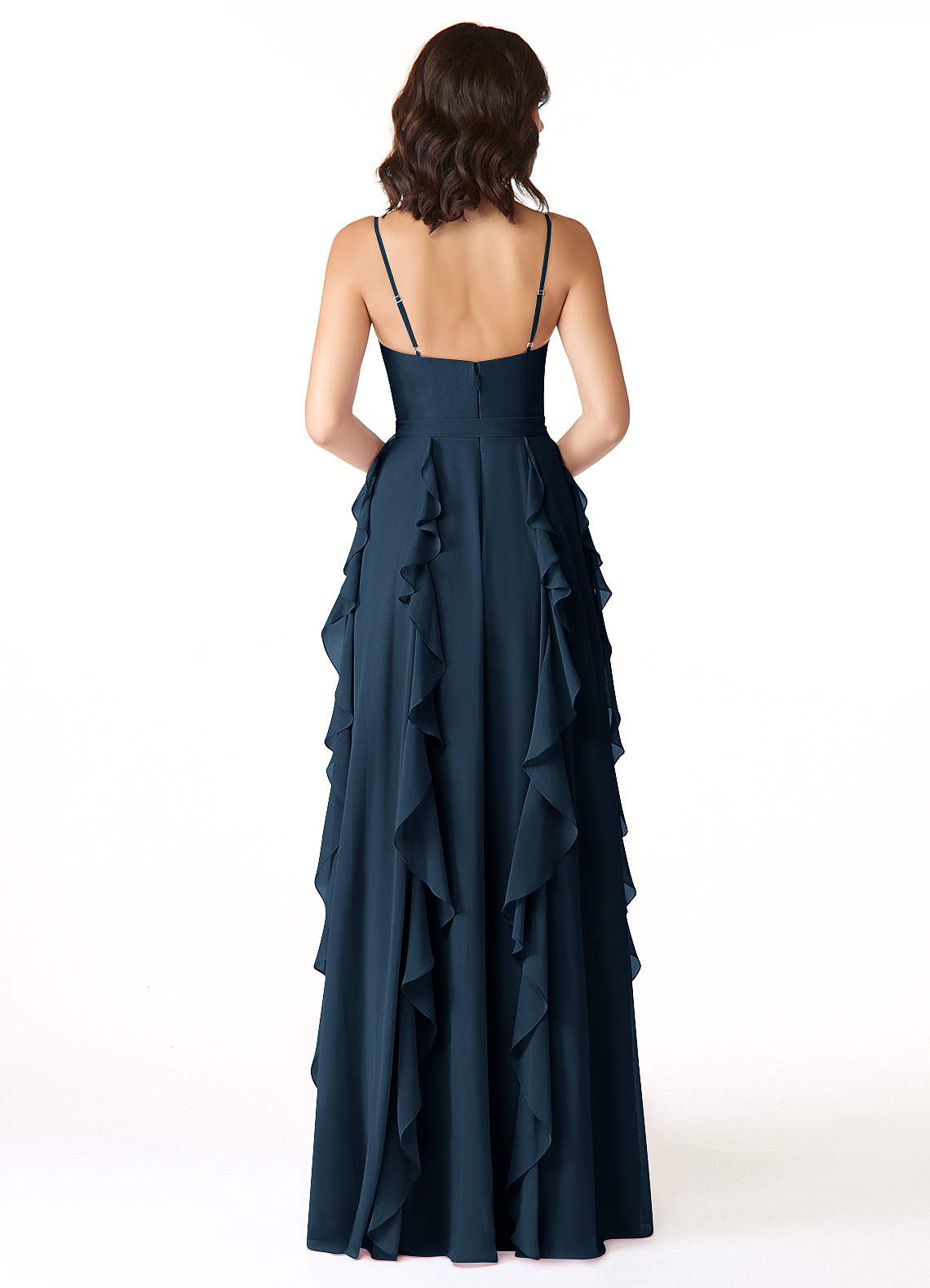 Peyton A-Line V-Neck Chiffon Bridesmaid Dress in Dark Navy