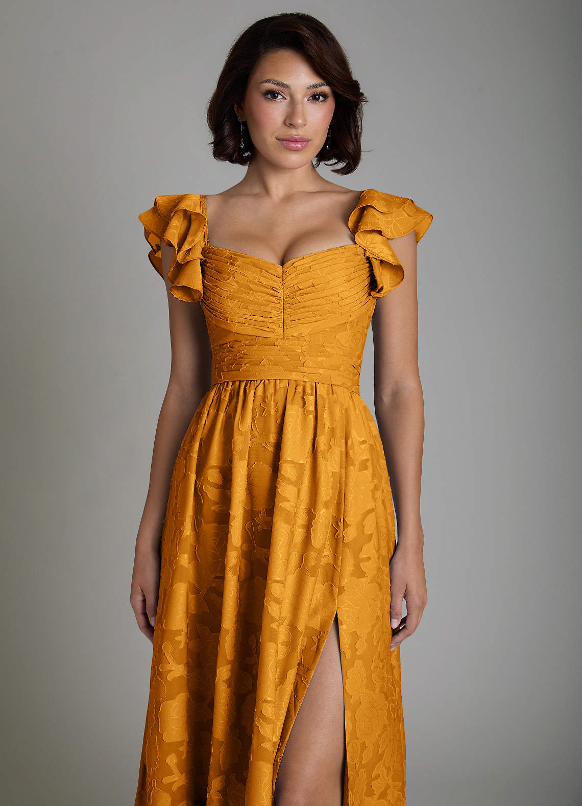 Anaya A-Line V-Neck Floral Burnout Bridesmaid Dress in butterscotch