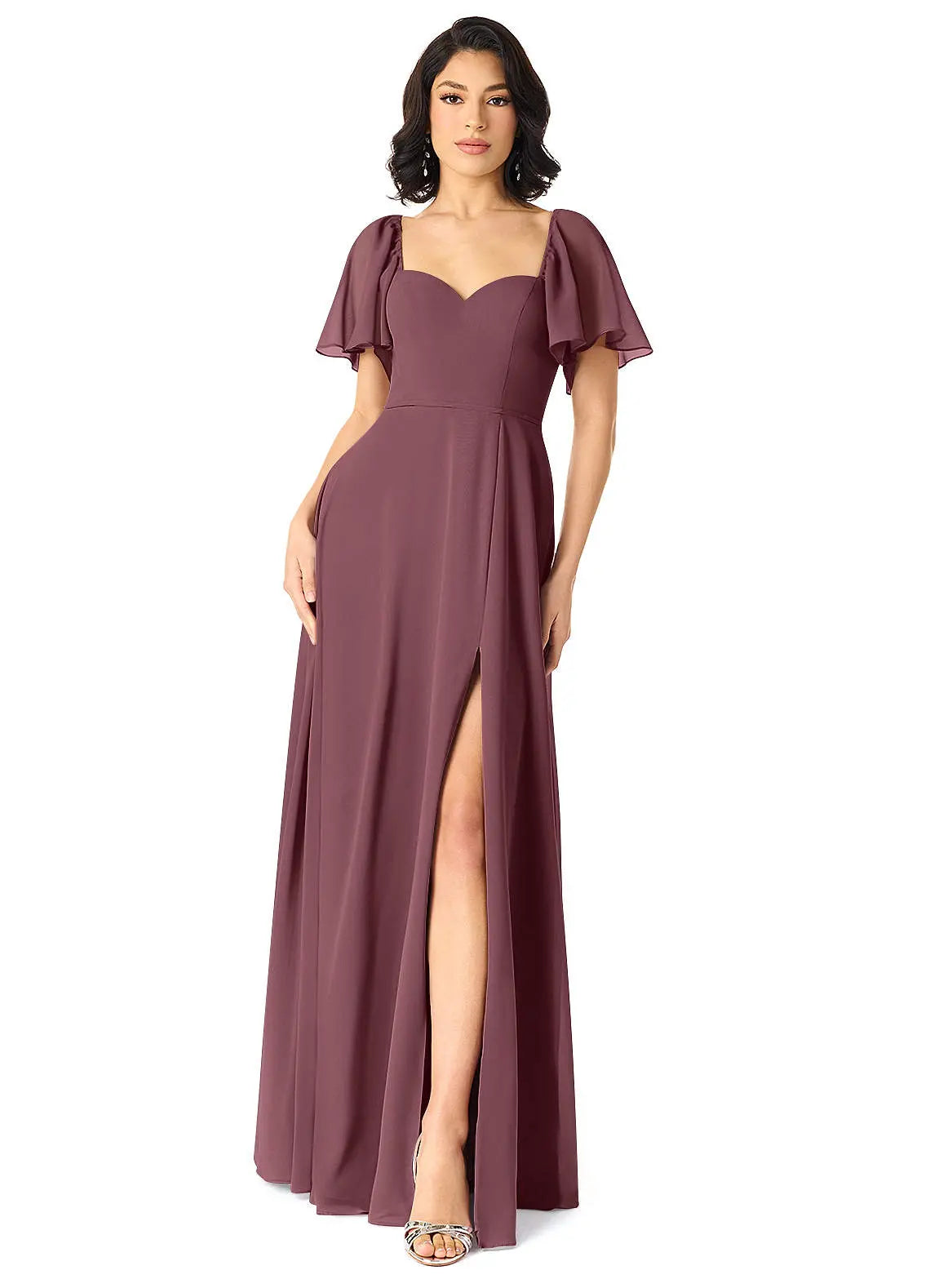 Chloe A-Line Sweetheart Chiffon Bridesmaid Dress in Sangria