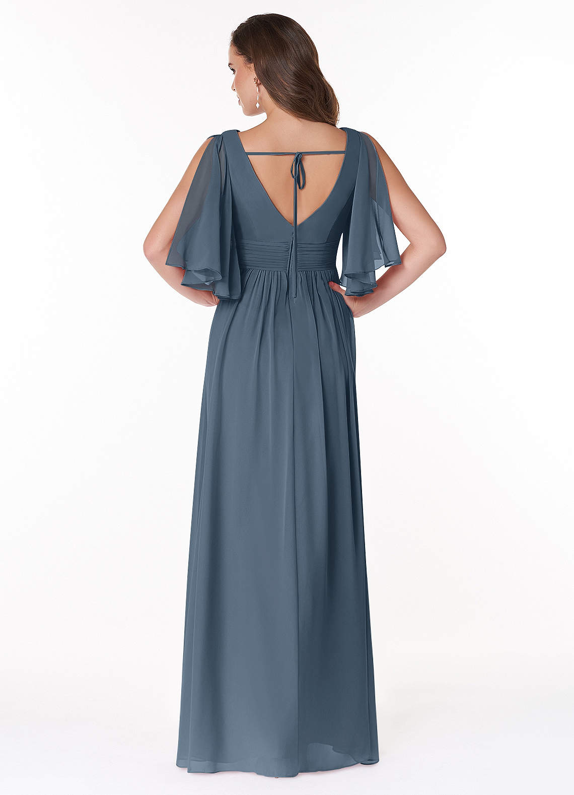 Temeka A-Line V-Neck Chiffon Bridesmaid Dress in Neptune