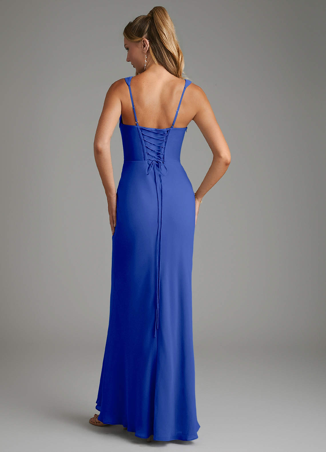 Asa Sheath Square-Neck Chiffon Bridesmaid Dress in Royal Blue