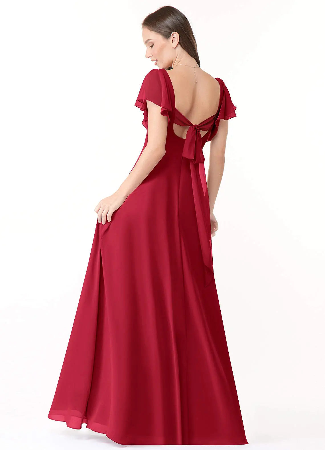 Syenna A-Line V-Neck Chiffon Bridesmaid Dress in Scarlet