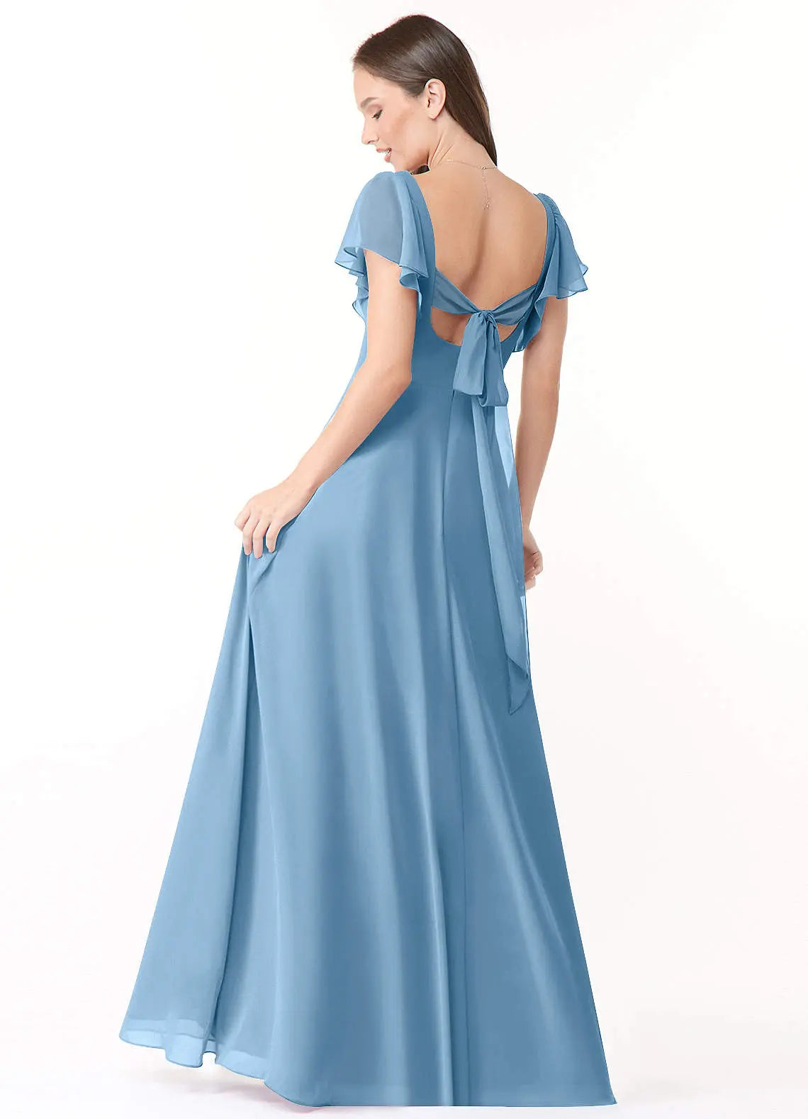 Syenna A-Line V-Neck Chiffon Bridesmaid Dress in dusty blue