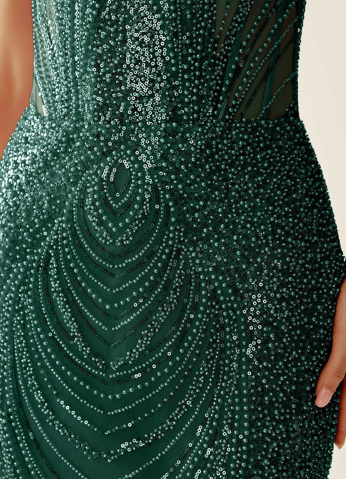 Laurentiana Bodycon Mini Sweetheart Beaded Stretch Mesh Prom Dress in Green - photo 7